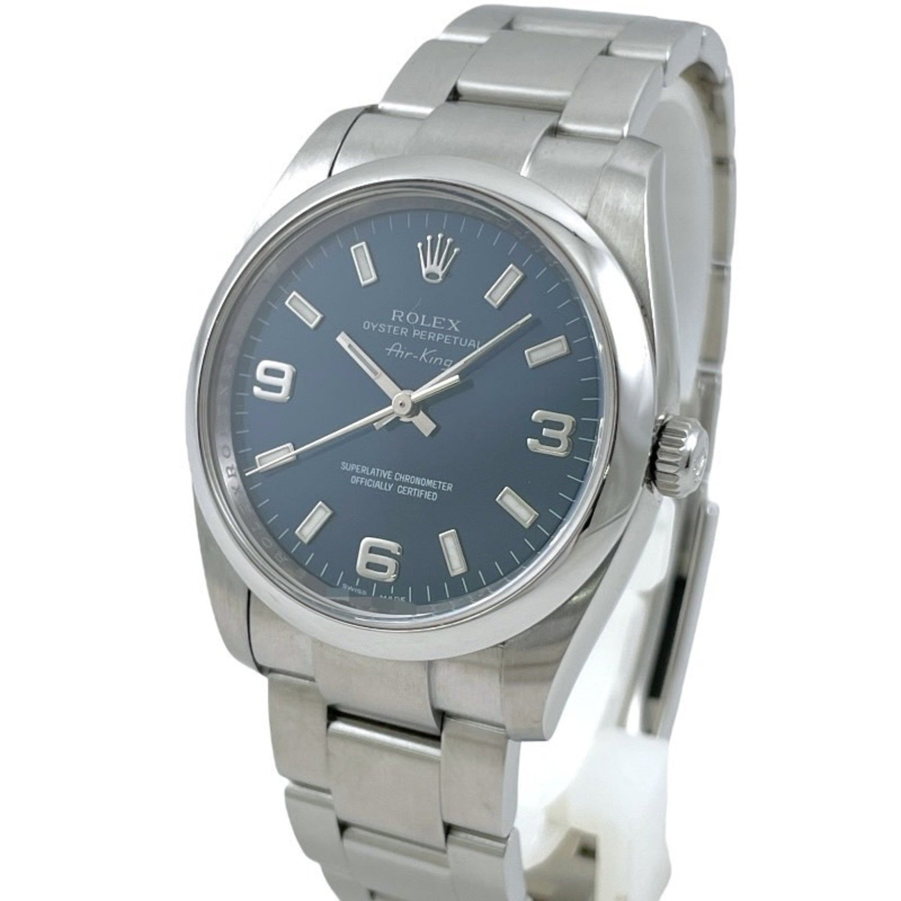 ROLEX Air-King Watch, Random Number, 2013 Warranty, Blue Dial, 369