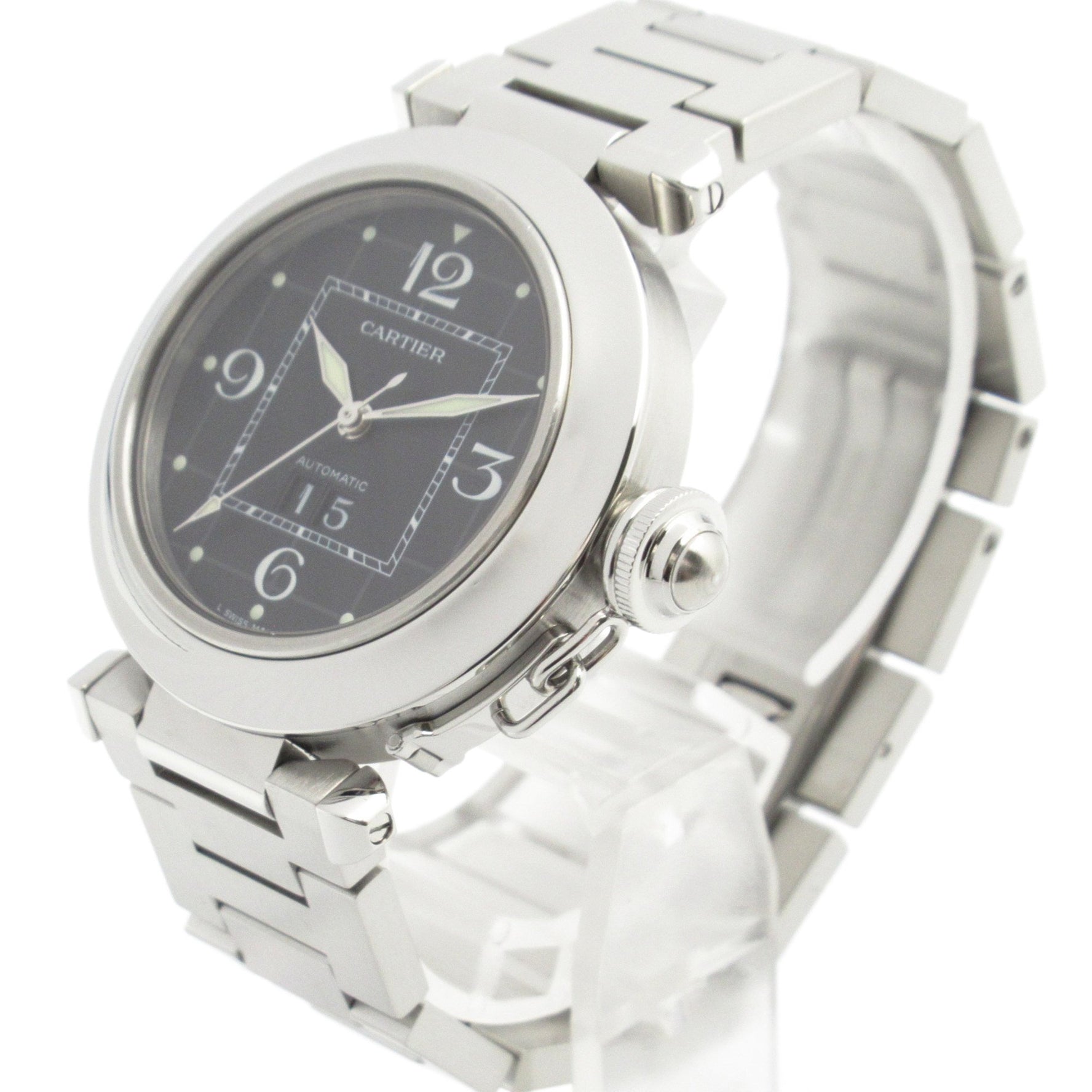 Cartier Pasha C Big Date Watch, Stainless Steel, Black