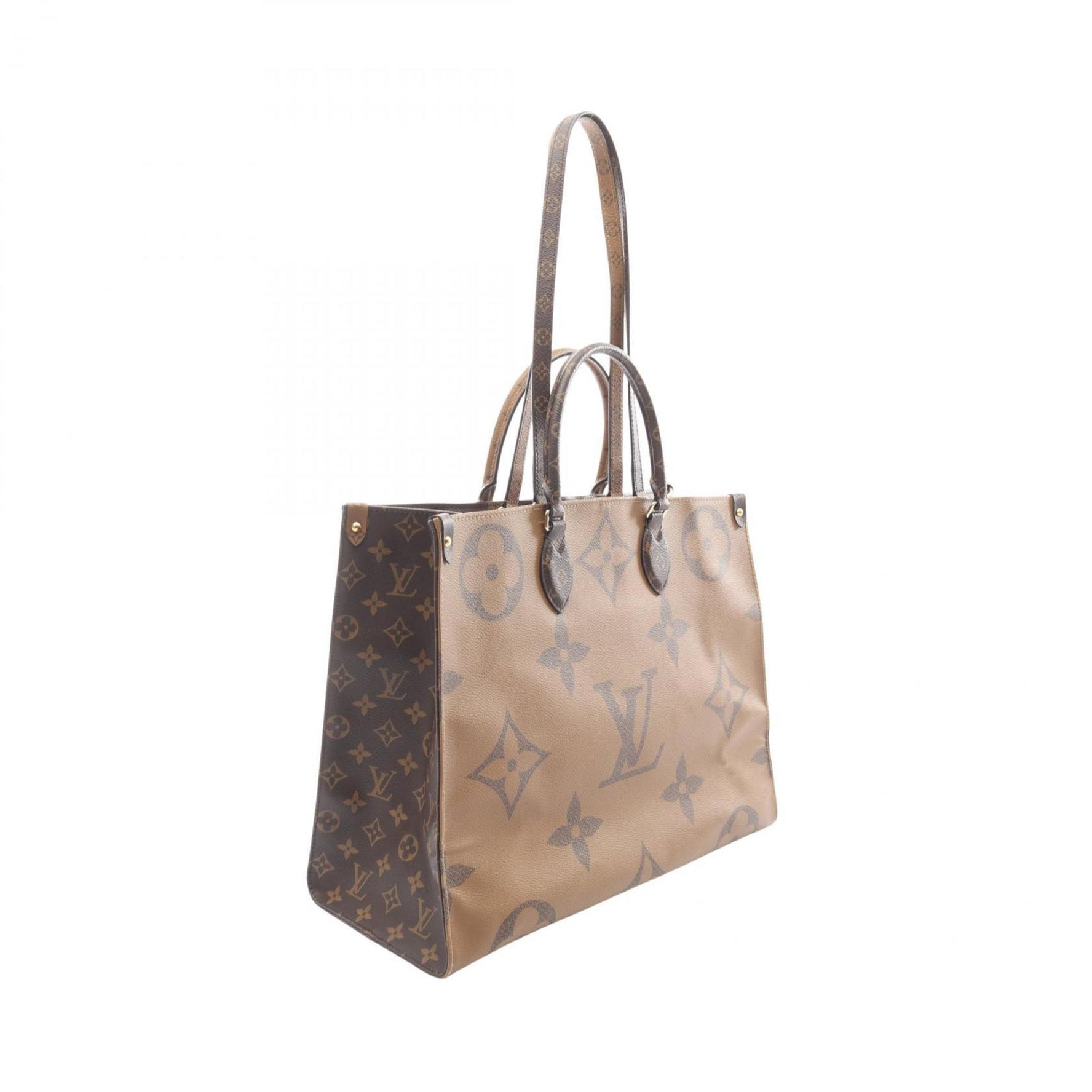 Louis Vuitton On the Go GM Monogram Giant Reverse Tote Bag, Coated Canvas, Brown and Beige