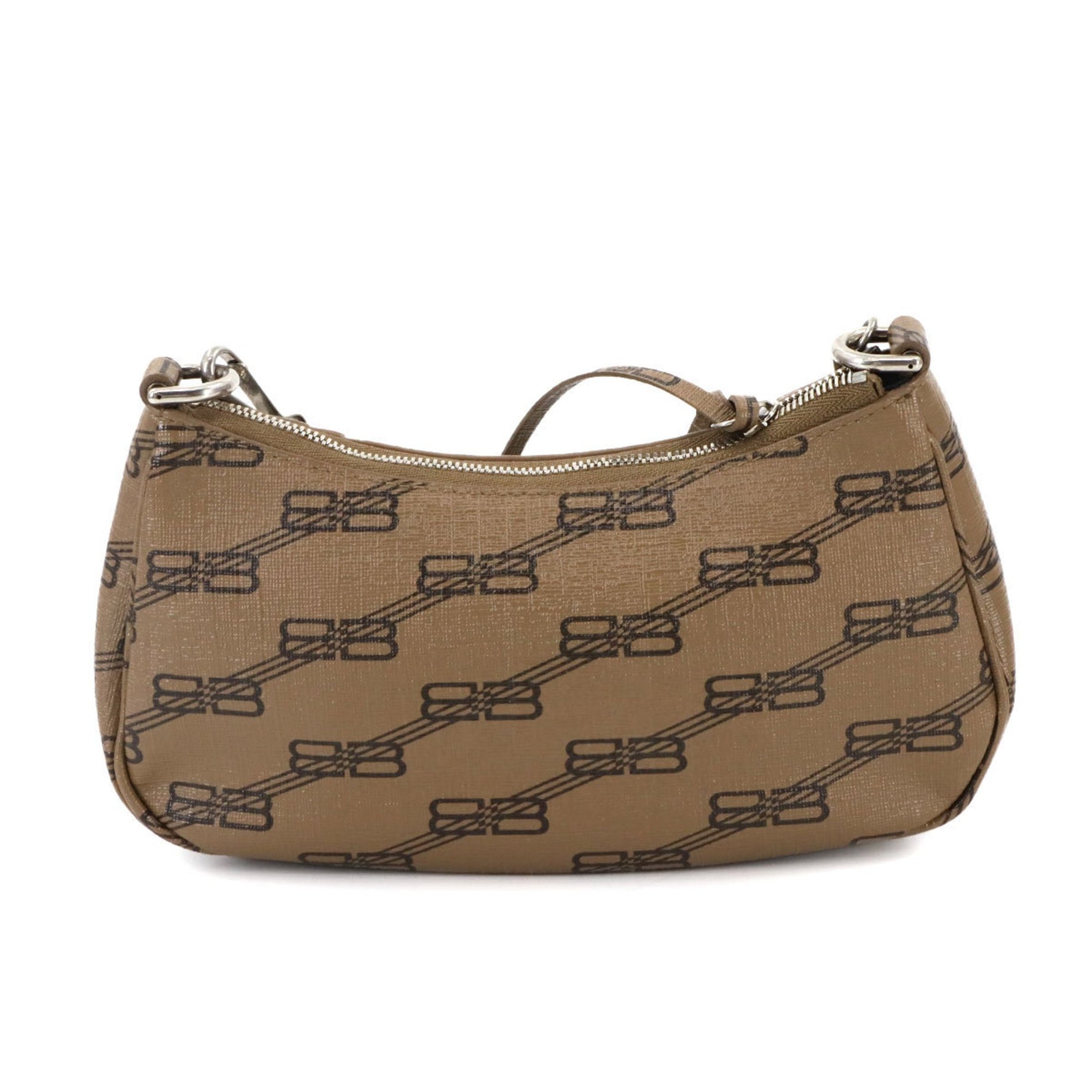Balenciaga BB Monogram Le Cagole Mini Hand/Shoulder Bag in Brown Leather