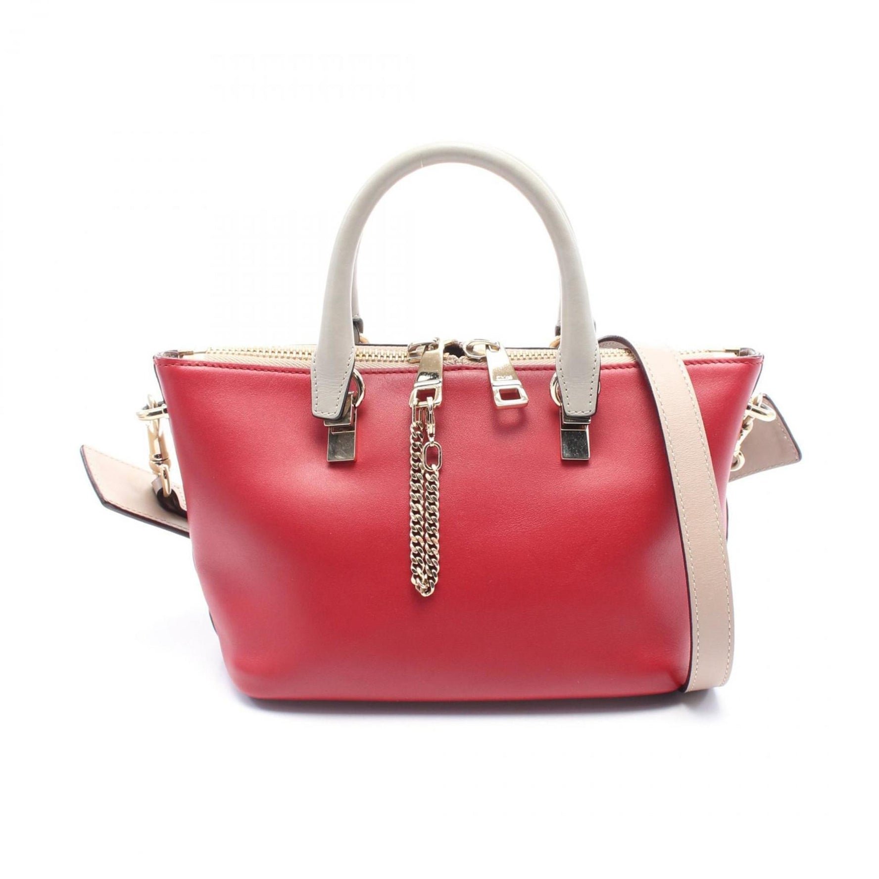 Chloé Chloe Bailey Mini Handbag Leather Red Beige