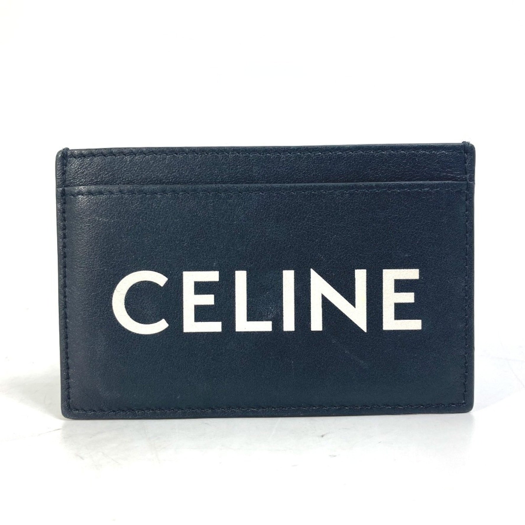 CELINE Logo Card Holder, Pass Case, Business Leather, Black, Men's
