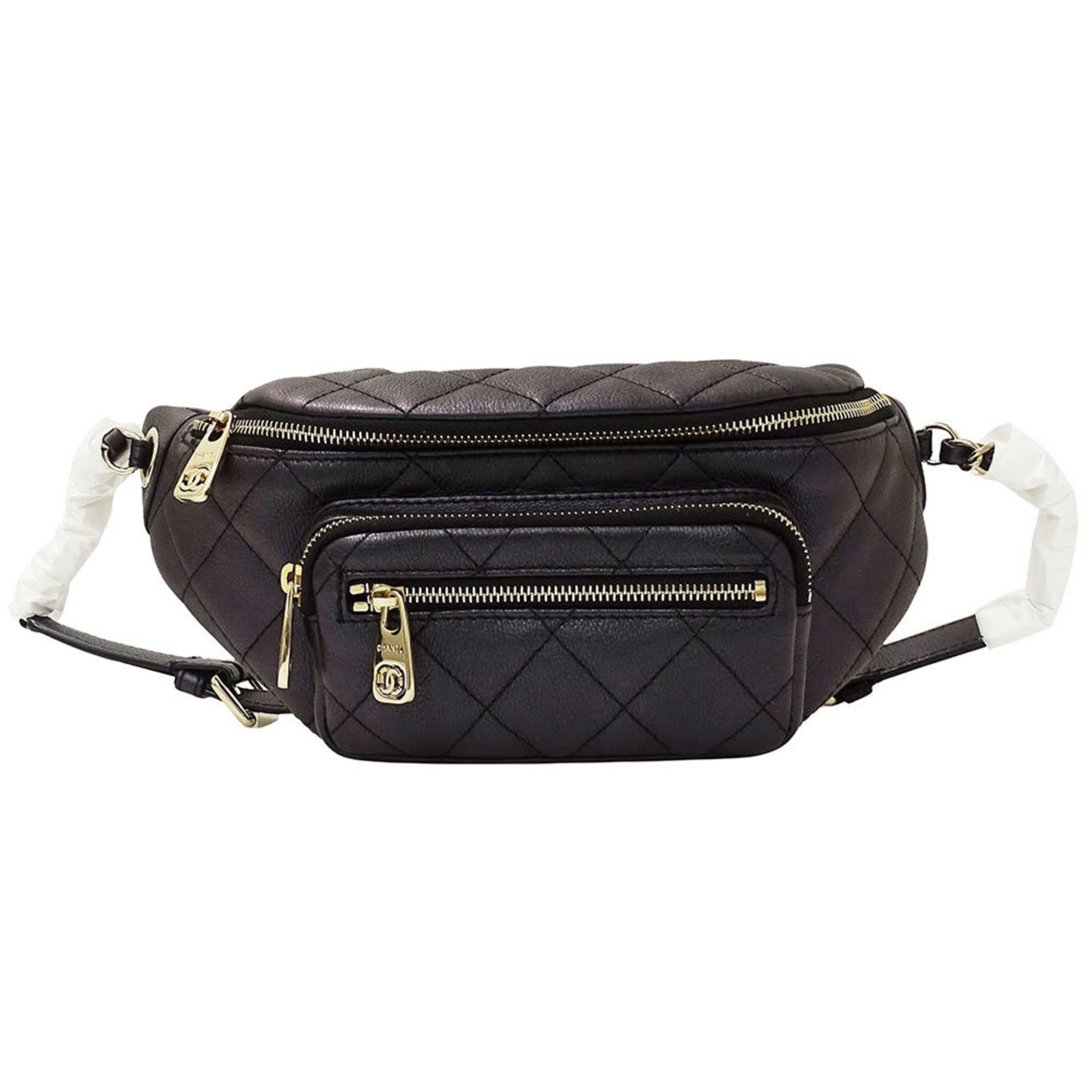 CHANEL Women's Bag, Body Waist Matelasse Leather, Black, Compact