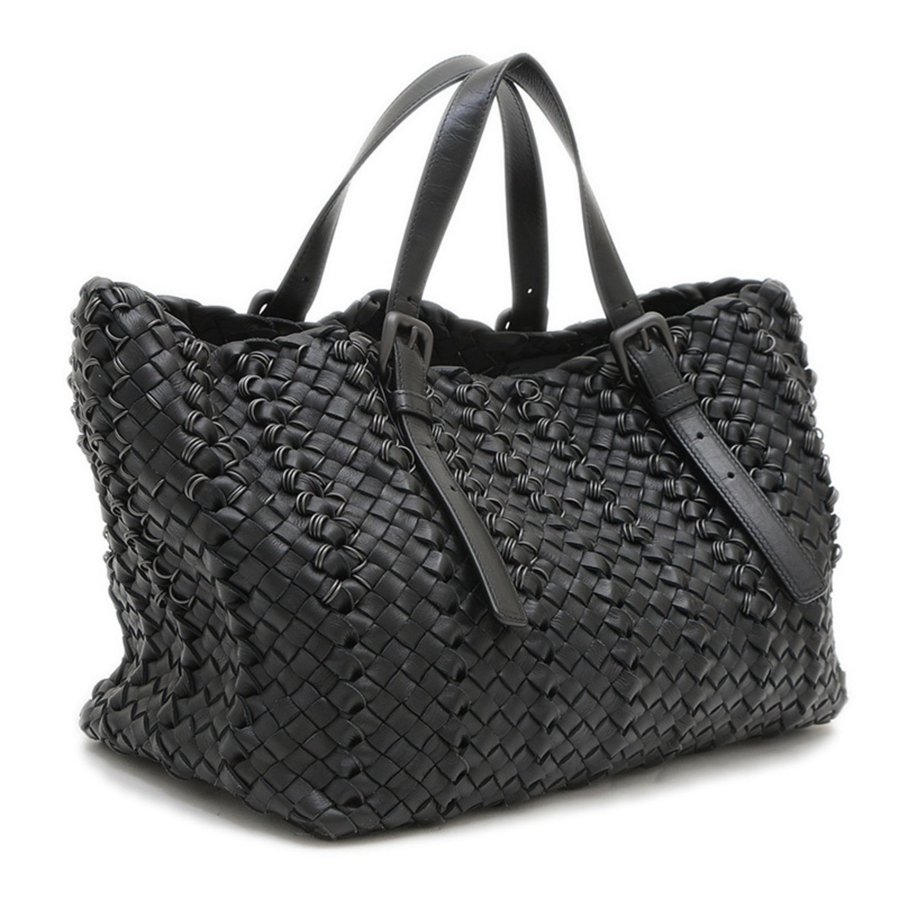 Bottega Veneta Intrecciato Wire Ring Tote Bag with Pouch, Leather, BP