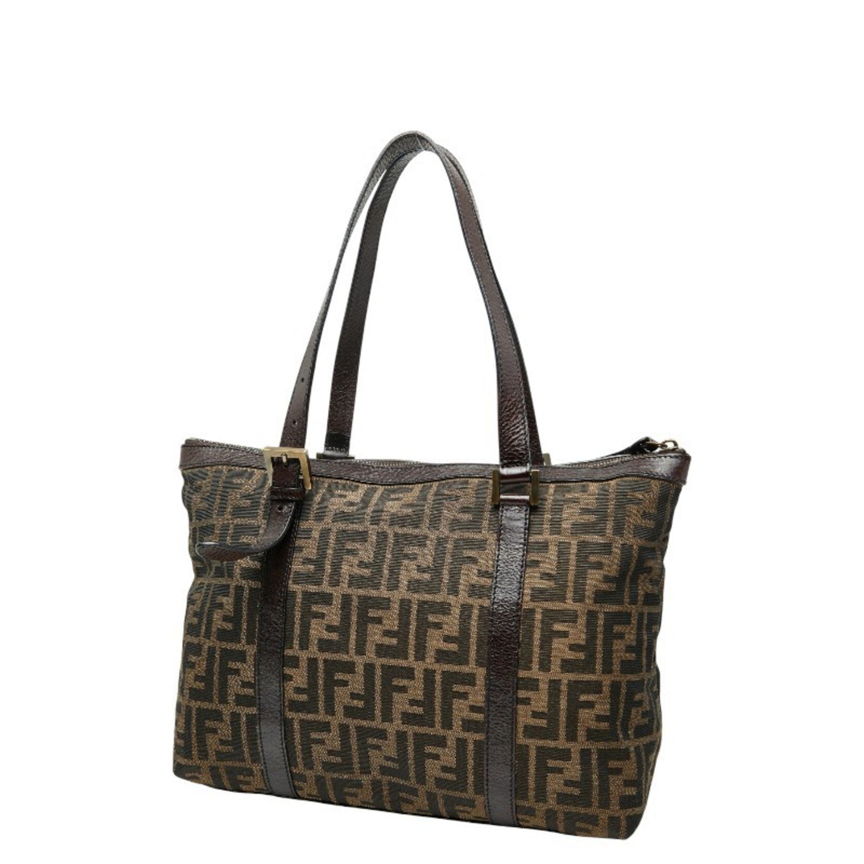 Fendi Zucca handbag tote bag canvas and leather