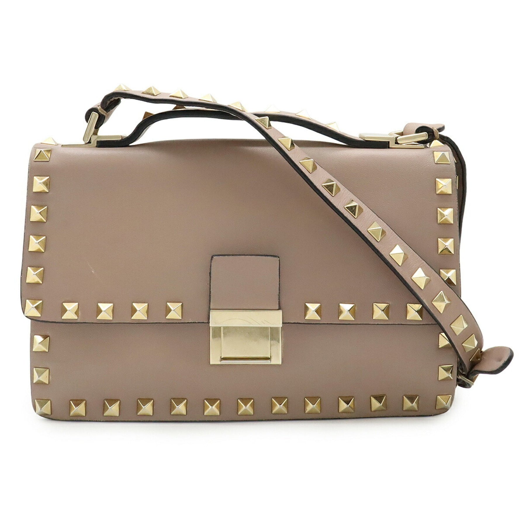 Valentino Garavani Rockstud Shoulder Bag Pochette Leather Dusty Pink