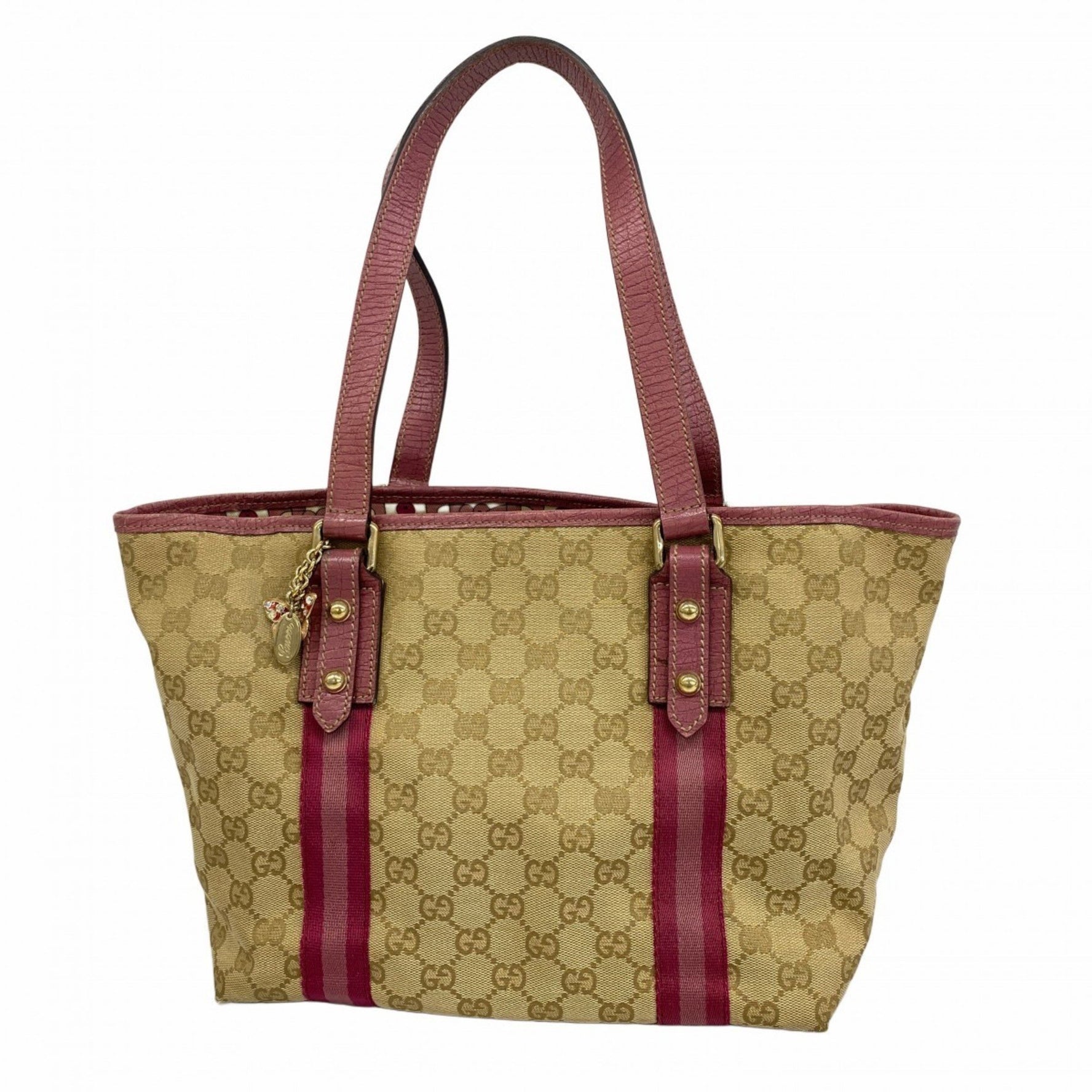 Gucci Tote Bag GG Canvas Beige Pink