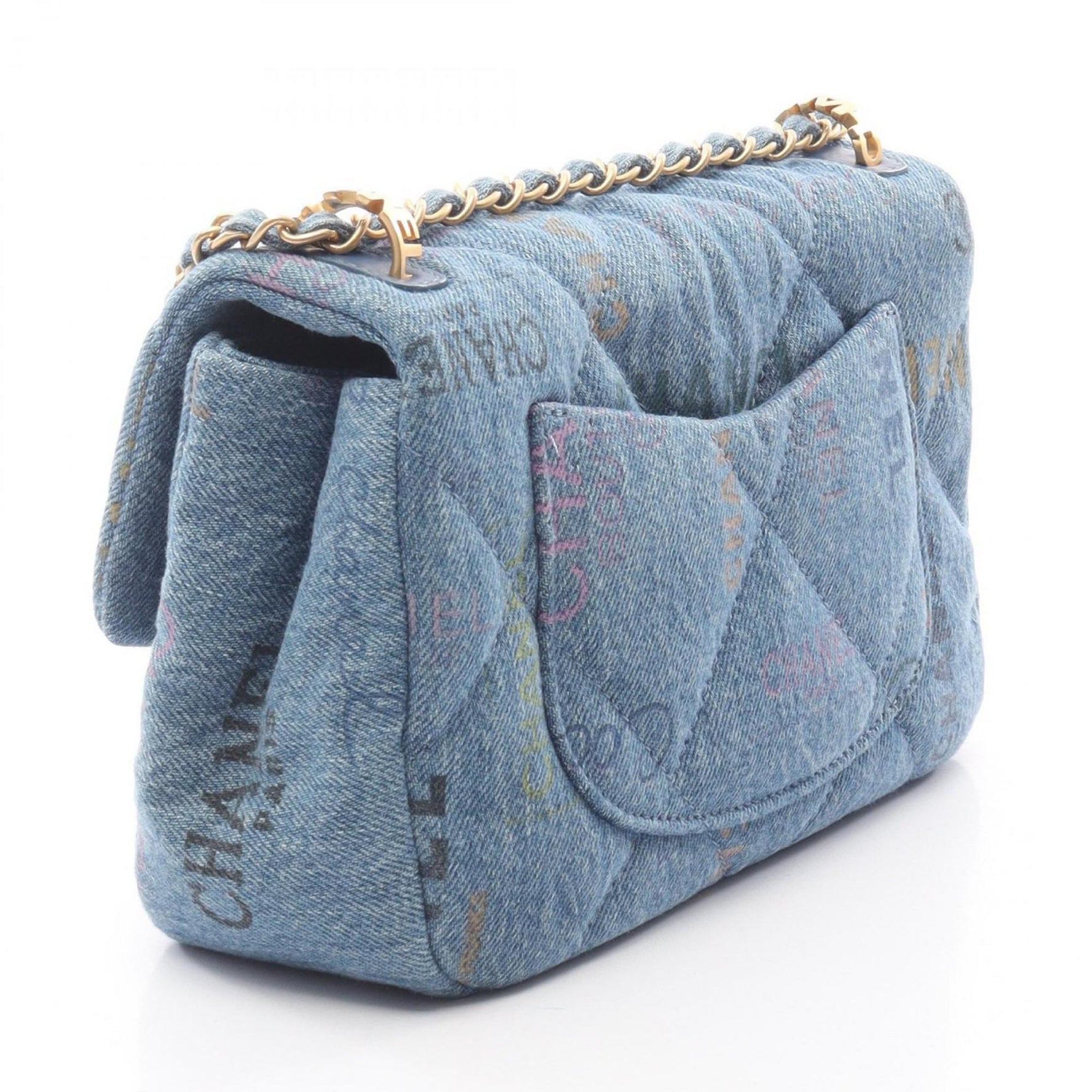 CHANEL Matelasse Small Flap Bag, Shoulder Denim, Blue, Multicolor