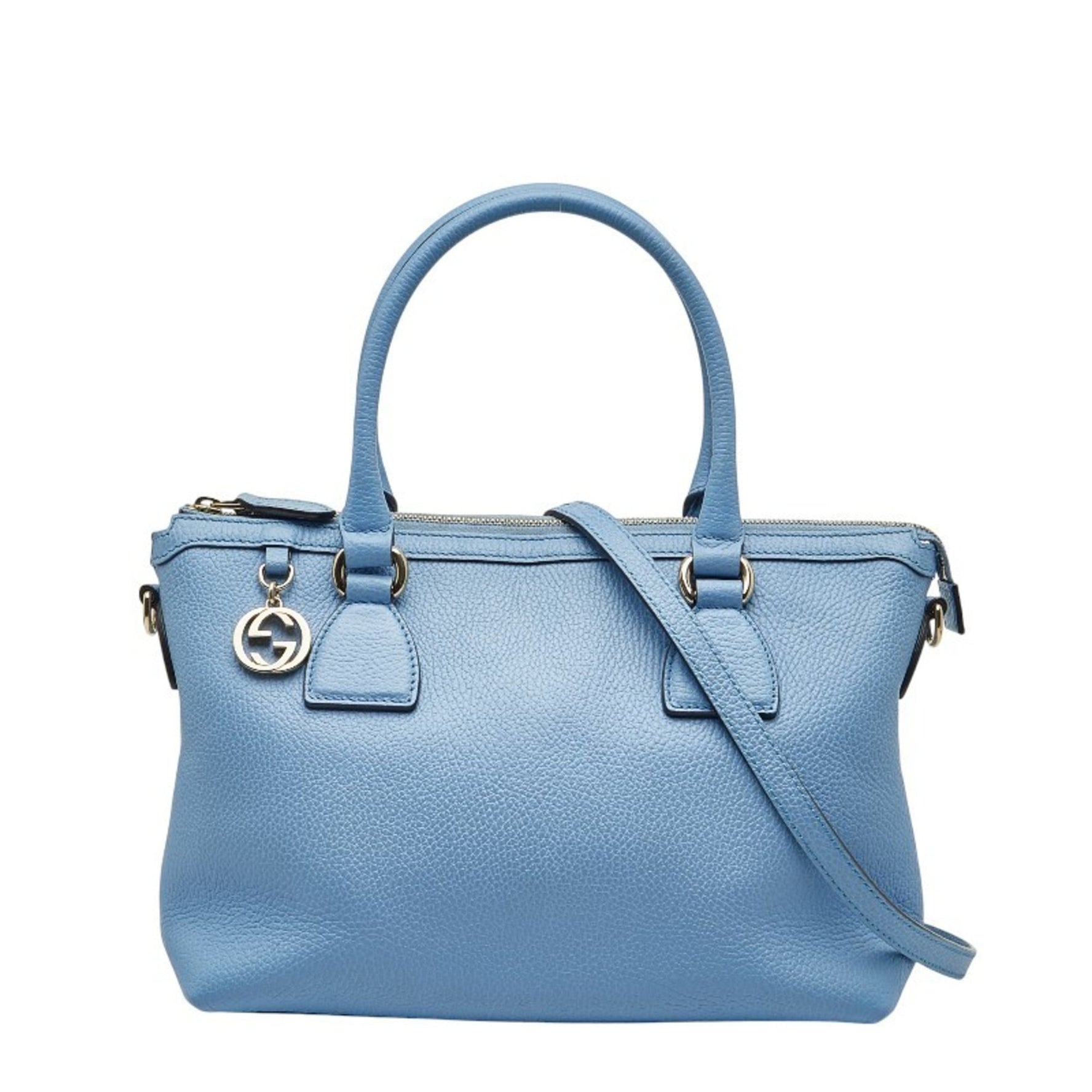 Gucci Interlocking G Handbag/Shoulder Bag Light Blue Leather