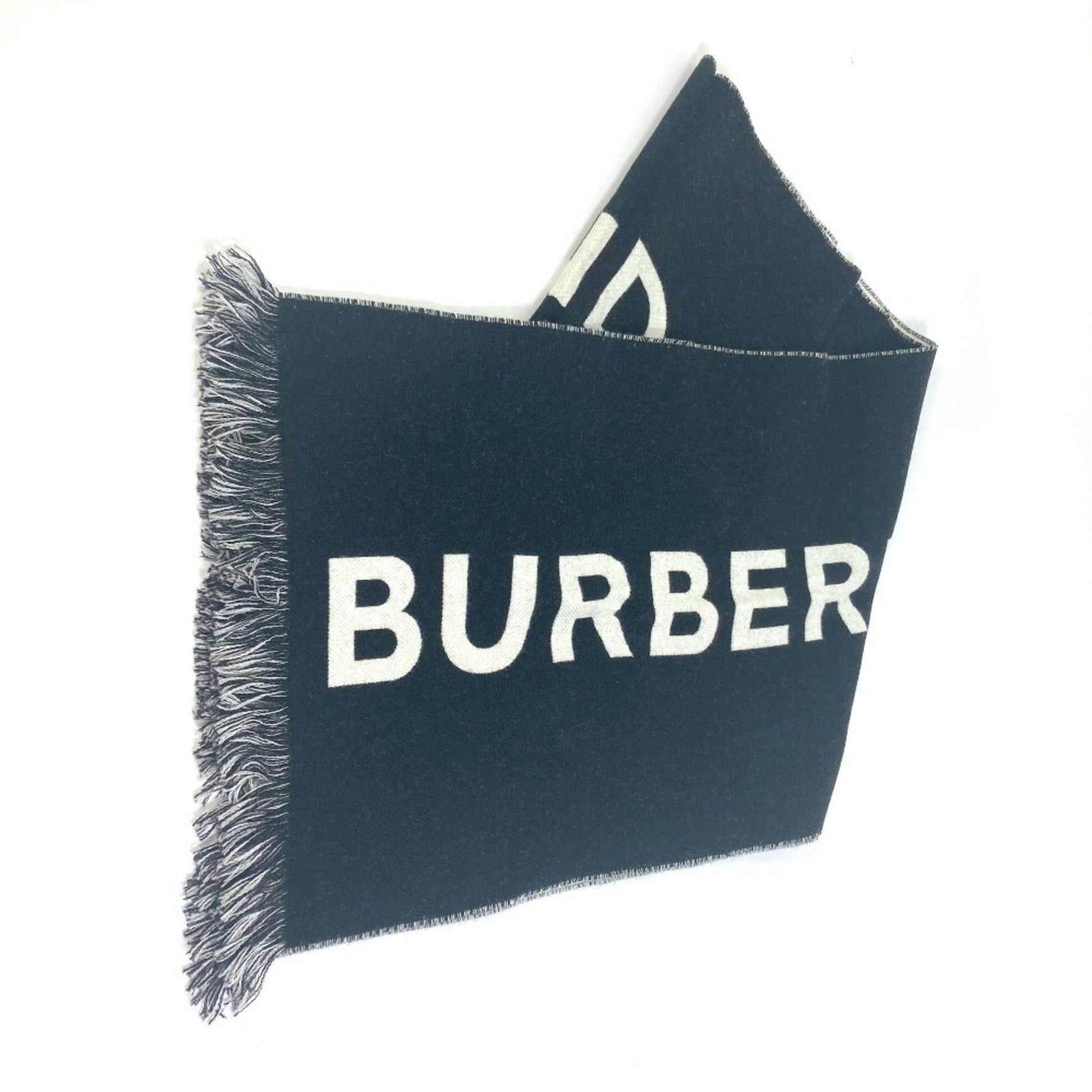 BURBERRY Bicolor Wool Scarf for Women, Black x White