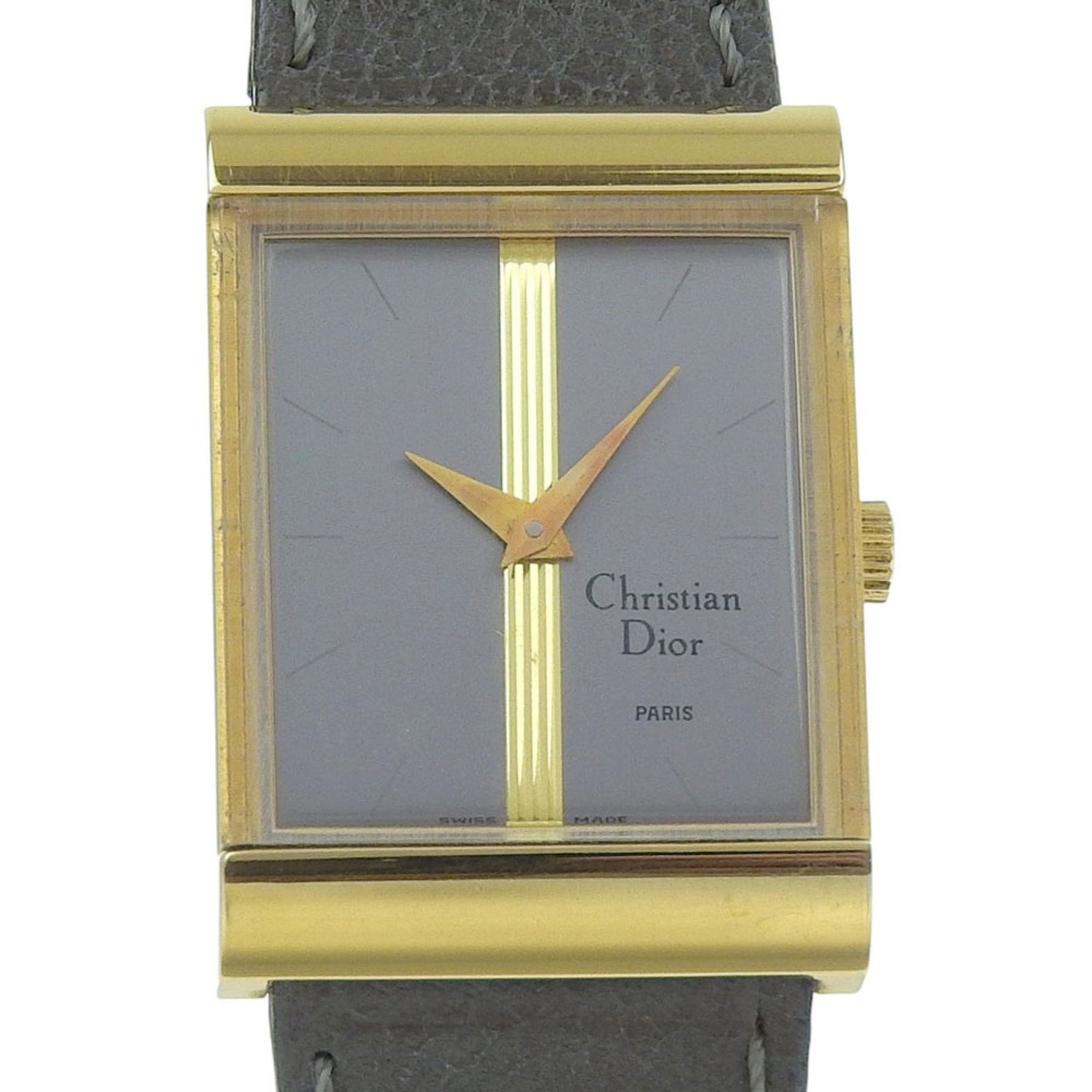 Christian Dior Watch Stainless Steel x Leather Manual Winding Grey Dial