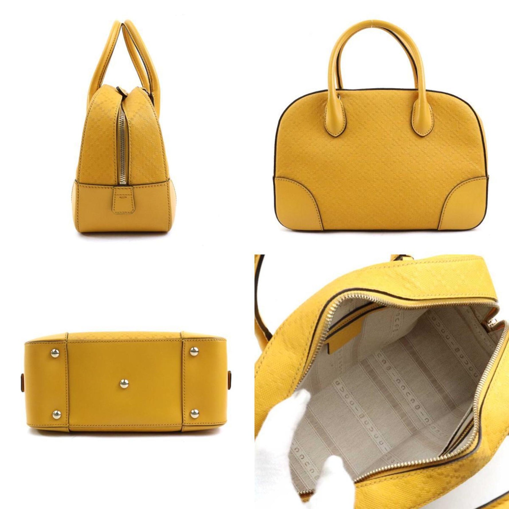 GUCCI Handbag Shoulder Bag Diamante Leather Yellow Gold Women's e59877a