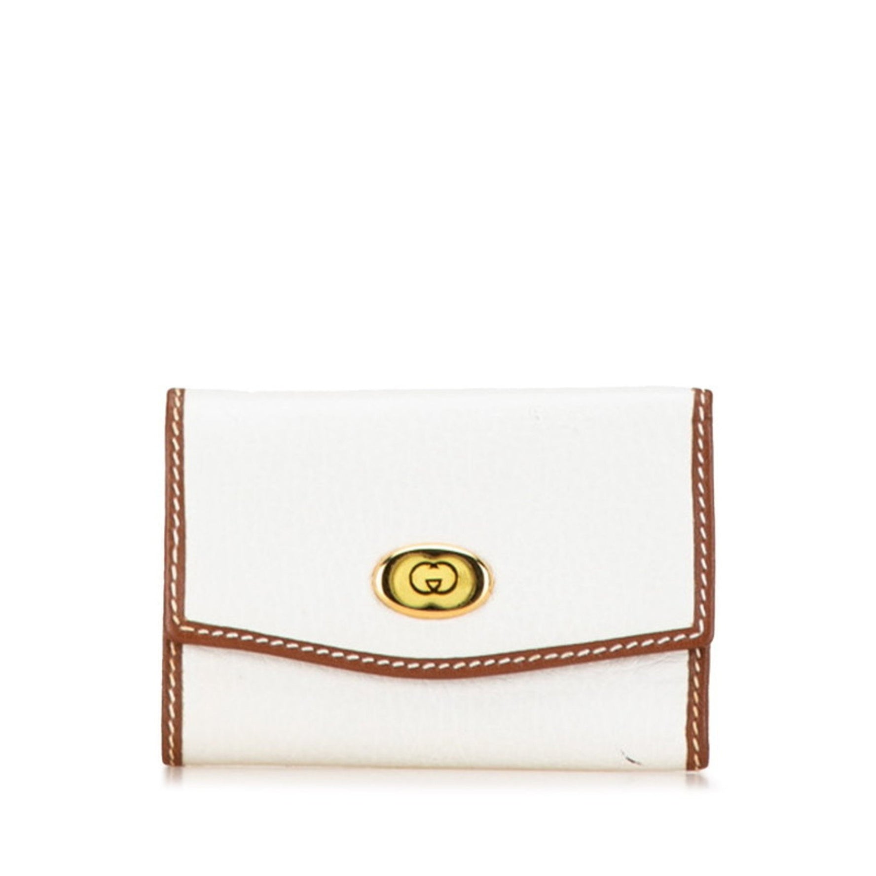 Gucci key case 033 381 0041 white and brown leather