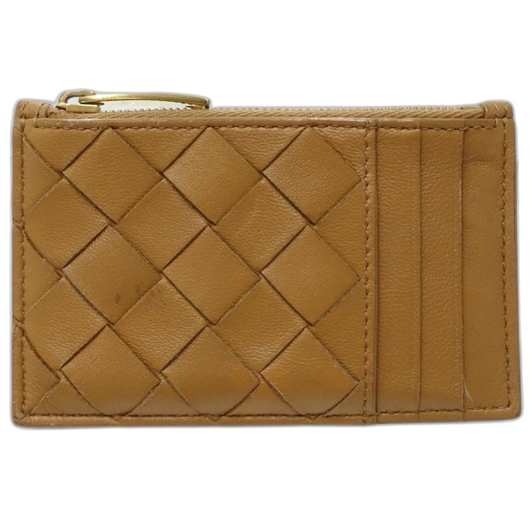 BOTTEGA VENETA Business Card Case Zip Coin Purse in Intrecciato Leather