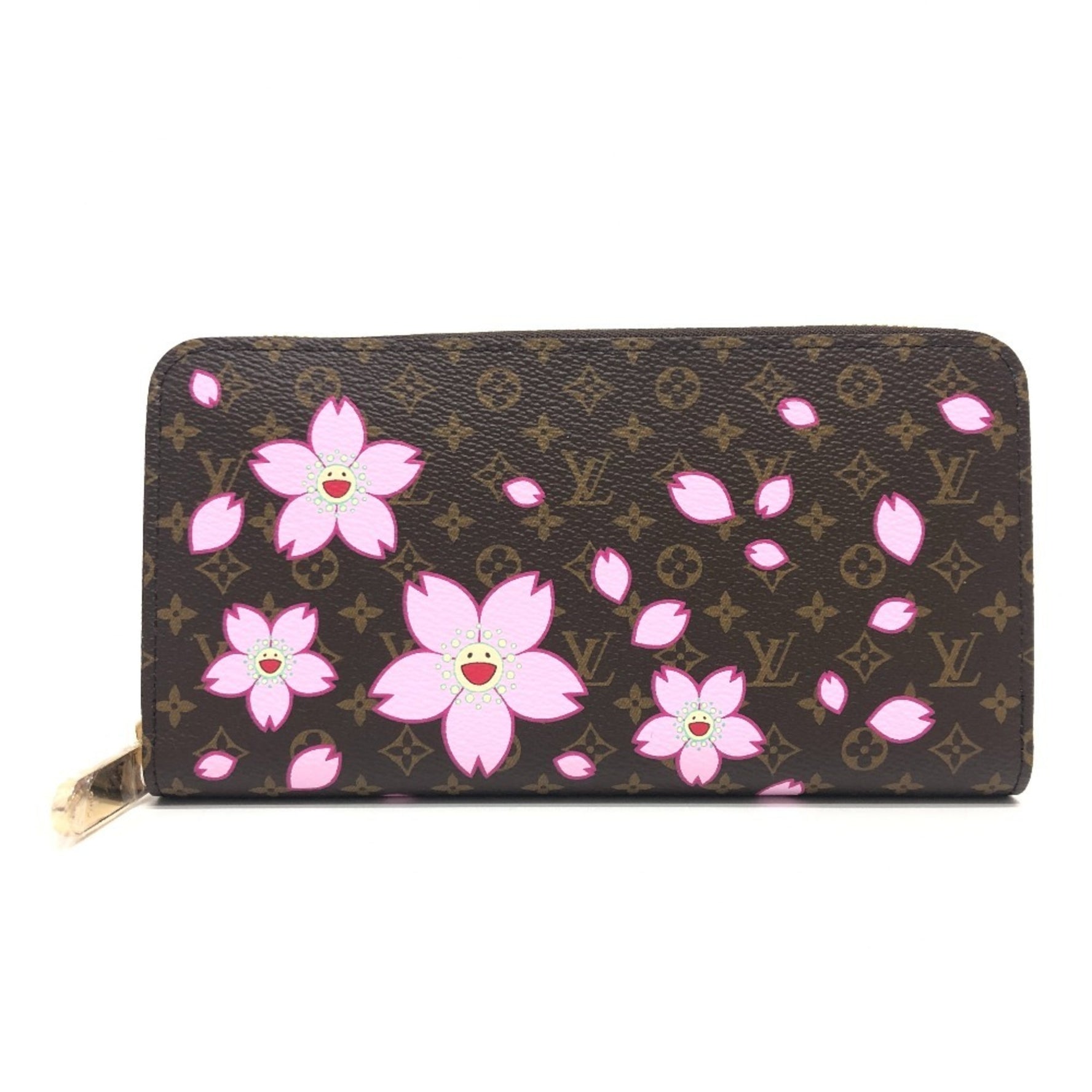 Louis Vuitton Takashi Murakami Monogram LV x TM Zippy Wallet Cherry Blossom Long Collaboration Canvas Brown
