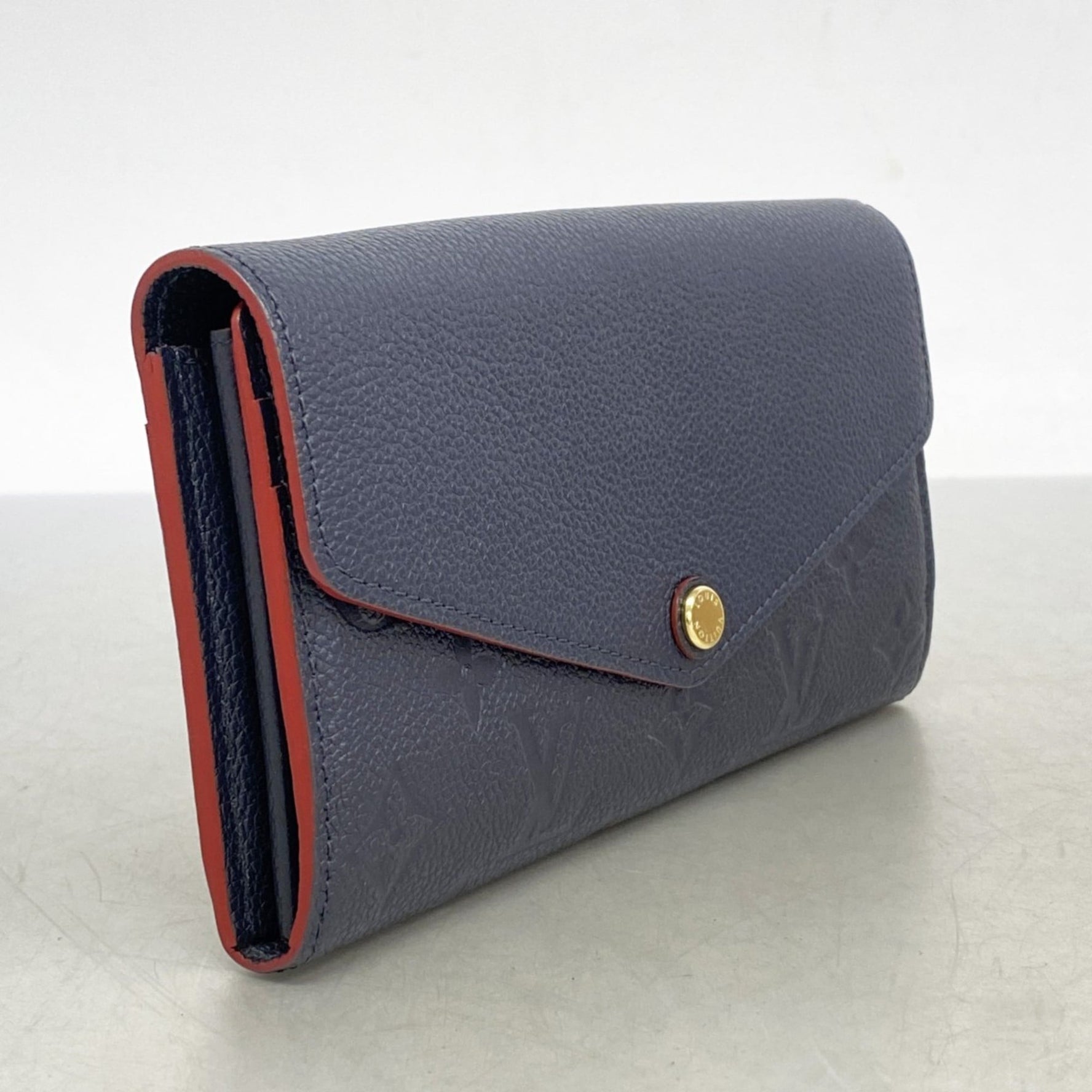 Louis Vuitton Monogram Empreinte Portefeuille Sarah Marine Rouge Long Wallet