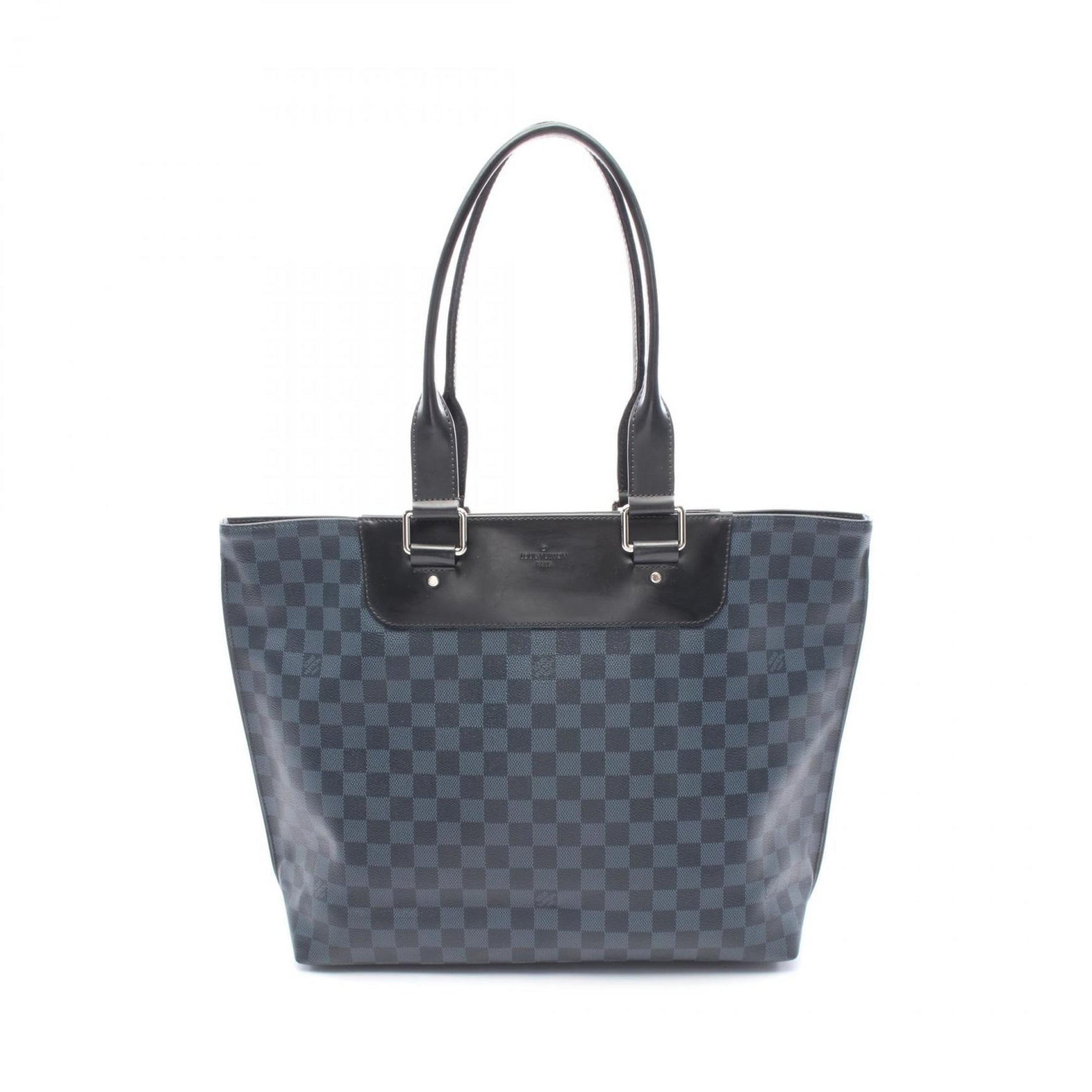 Louis Vuitton Cabas Voyage Damier Cobalt Tote Bag Coated Canvas Leather Men's Navy Black