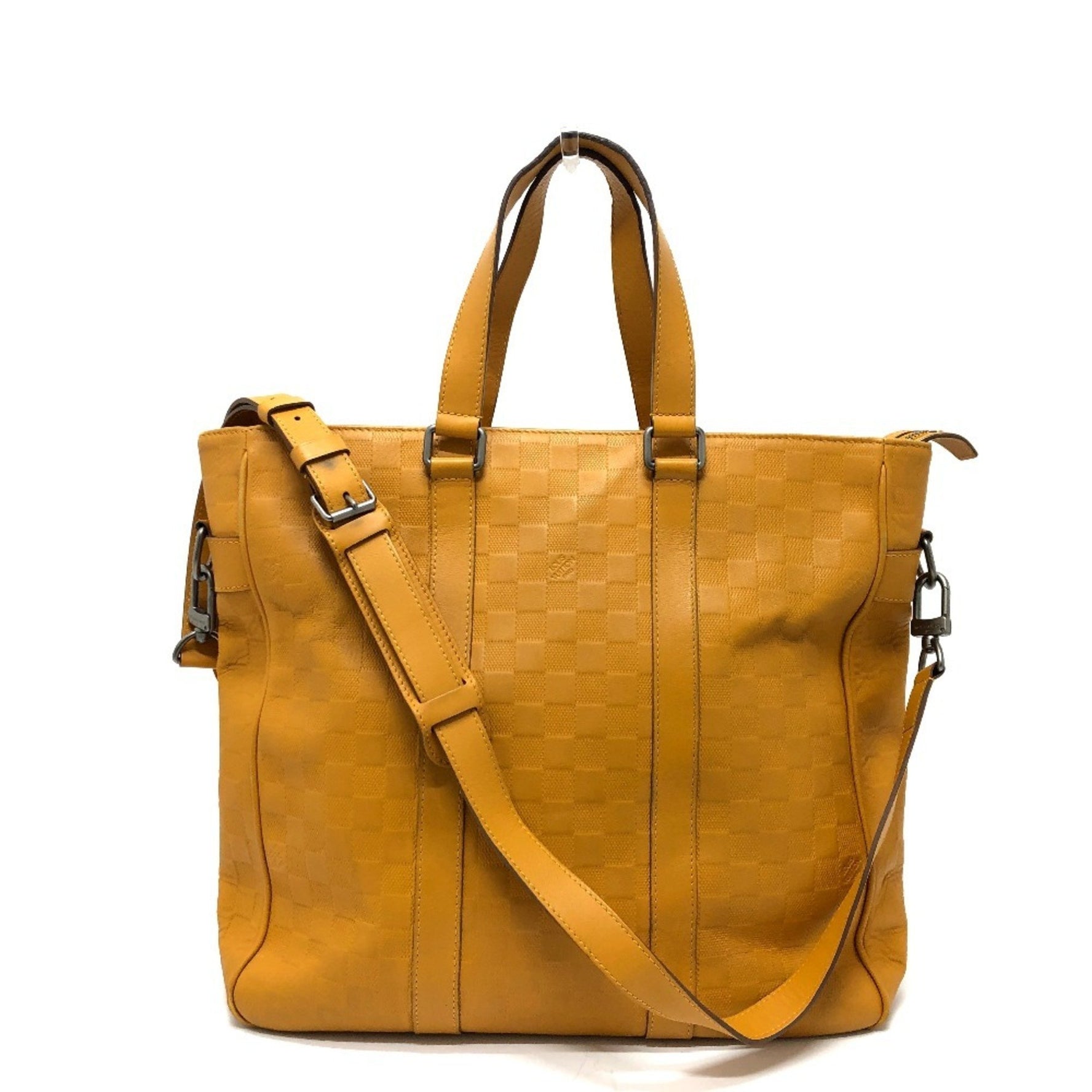 LOUIS VUITTON N41228 Damier Infini Tadao Bag Tote Leather Men's Solar Yellow