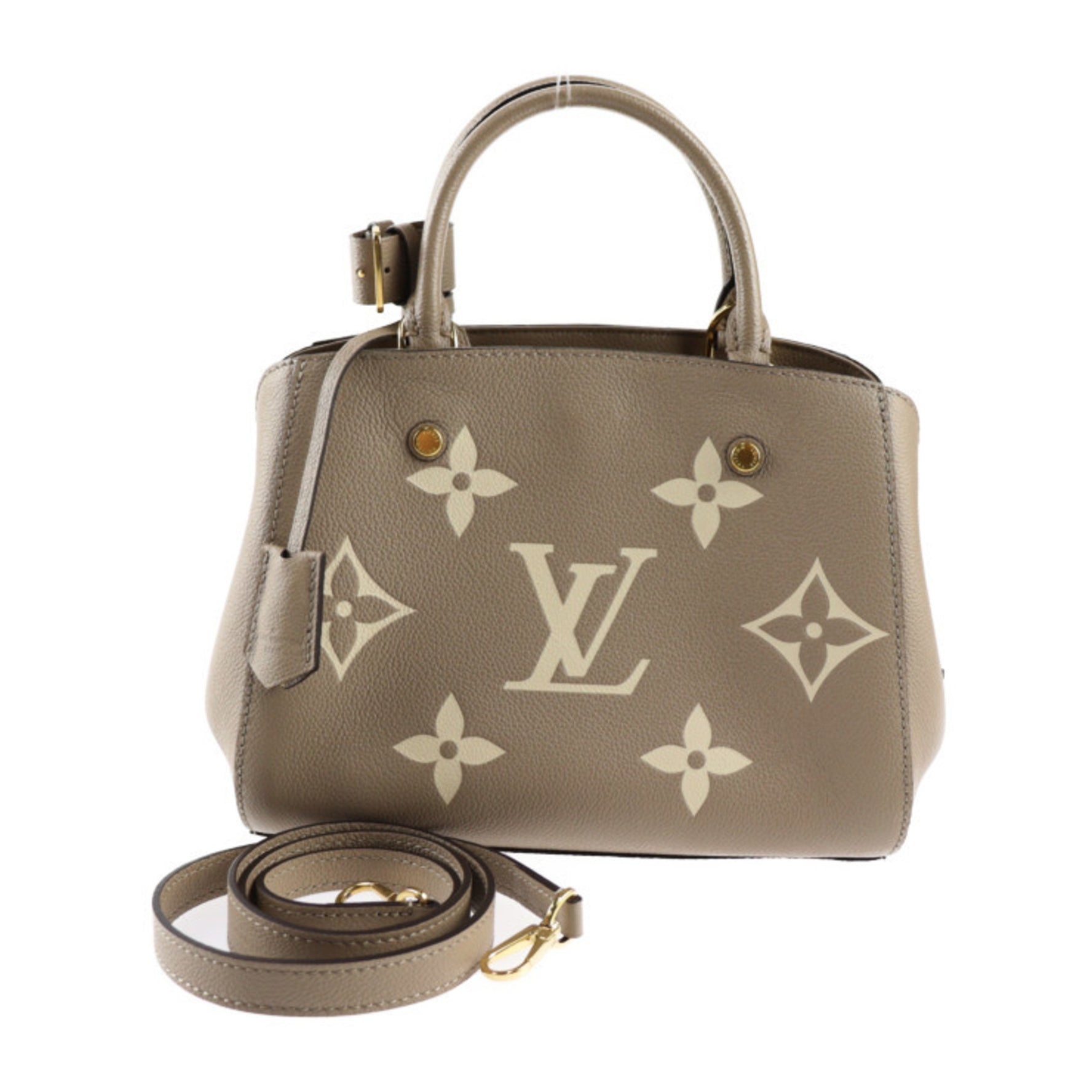 LOUIS VUITTON Montaigne BB Handbag Giant Monogram Empreinte Tourtelle Crème Shoulder Bag Vuitton