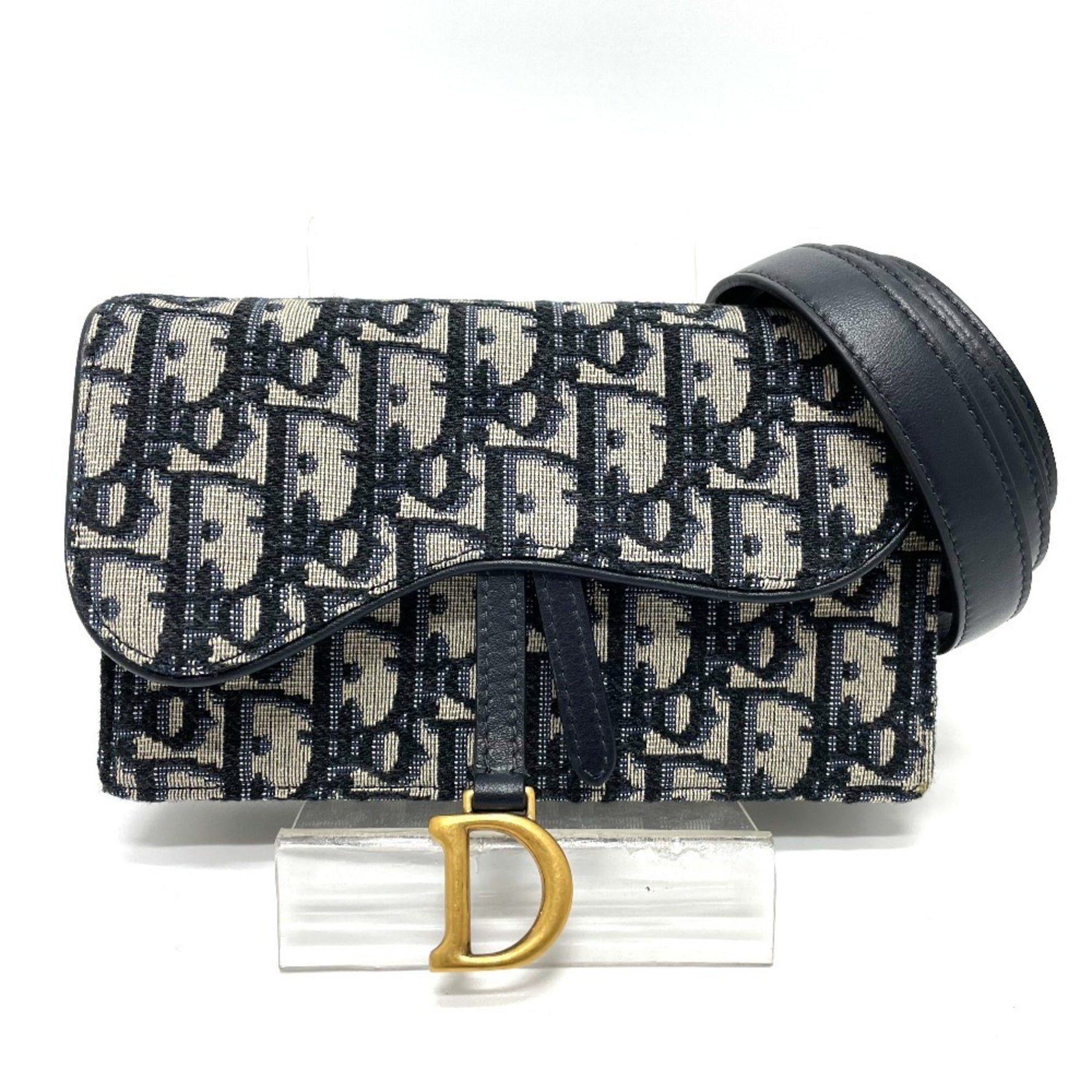 Christian Dior Dior Oblique Trotter Saddle Belt Pouch Bag Waist Body Leather Canvas