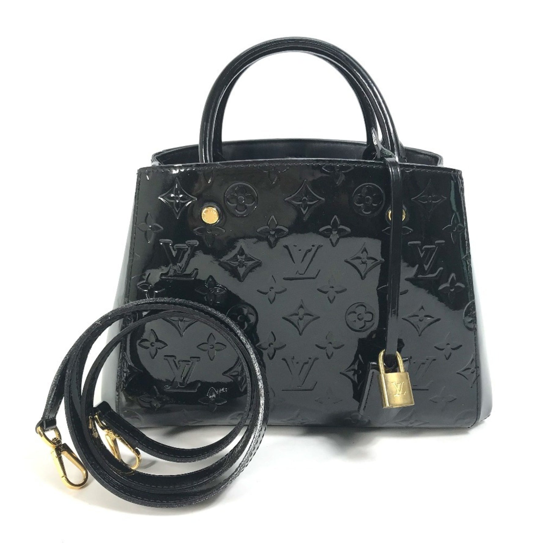 LOUIS VUITTON M50171 Monogram Vernis Montaigne BB 2-Way Shoulder Bag/Handbag Women's Noir Black