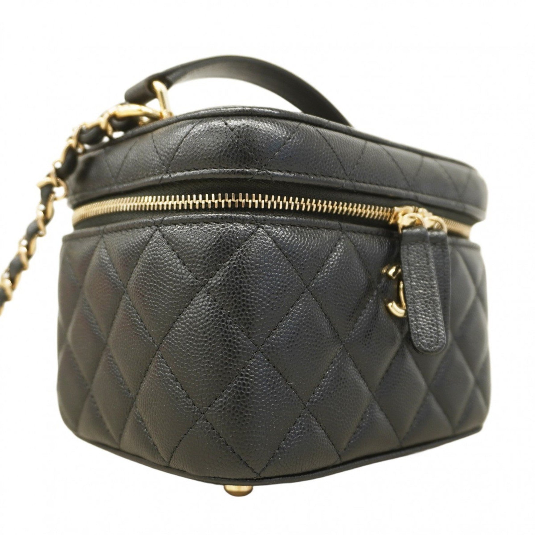 Chanel Matelasse Vanity Bag with Chain Shoulder Strap, Caviar Skin, Champagne