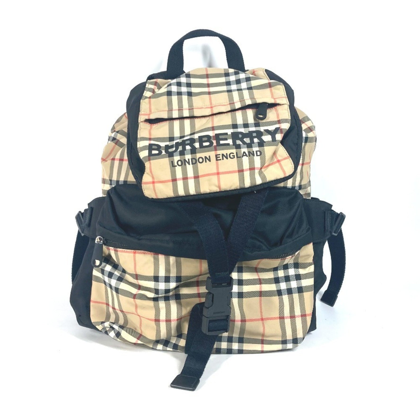 BURBERRY Logo Check Bag Backpack Rucksack Nylon Men's Women's Beige