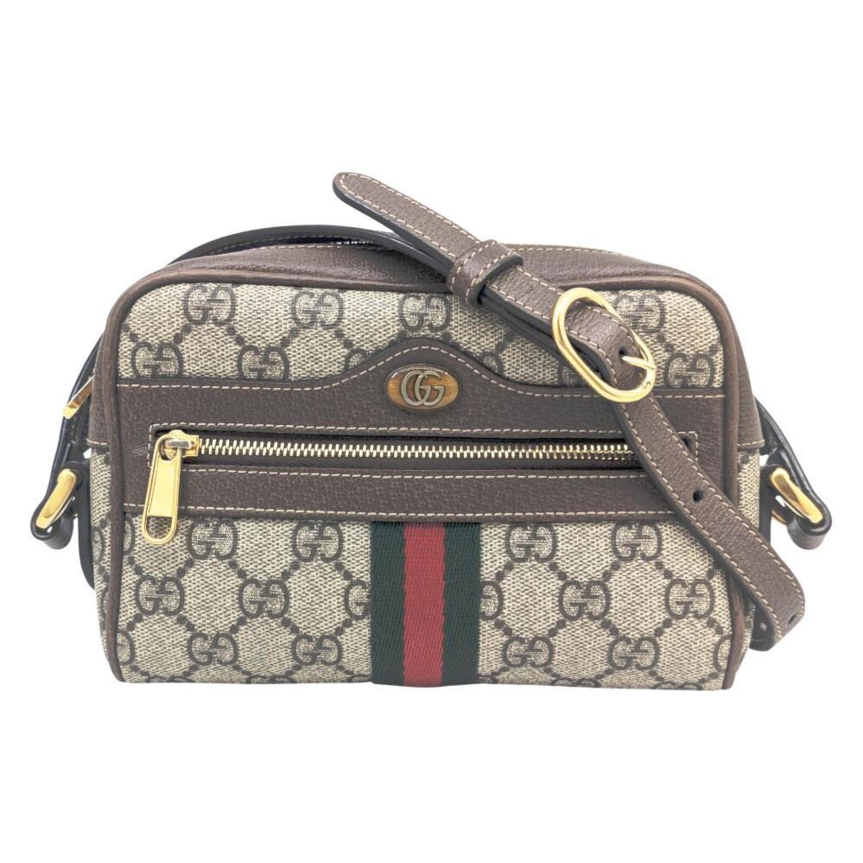 GUCCI Ophidia GG Supreme Sherry Line Mini Shoulder Bag/Pochette in Beige, Mocha Brown, and Leather (517350) for Women