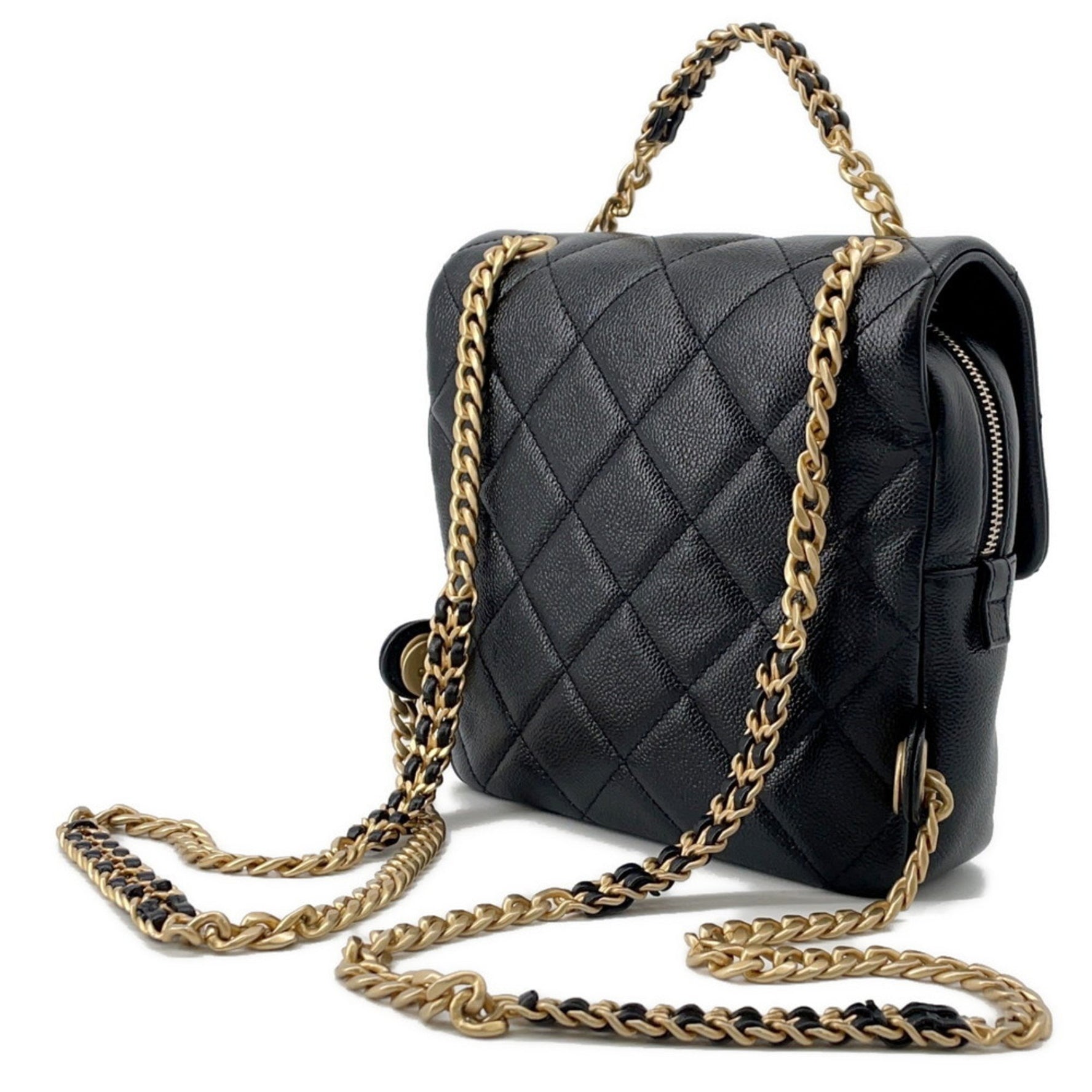CHANEL Matelasse Coco Mark Caviar Leather Backpack Bag