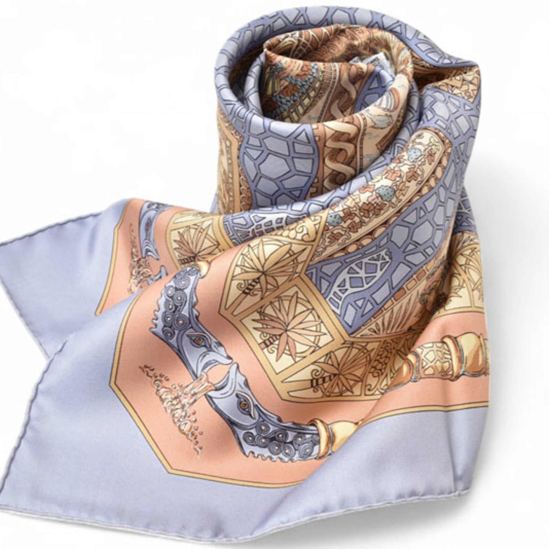 Hermes Scarf Muffler Carre 90 Silk Twill Our Ocean Light Blue