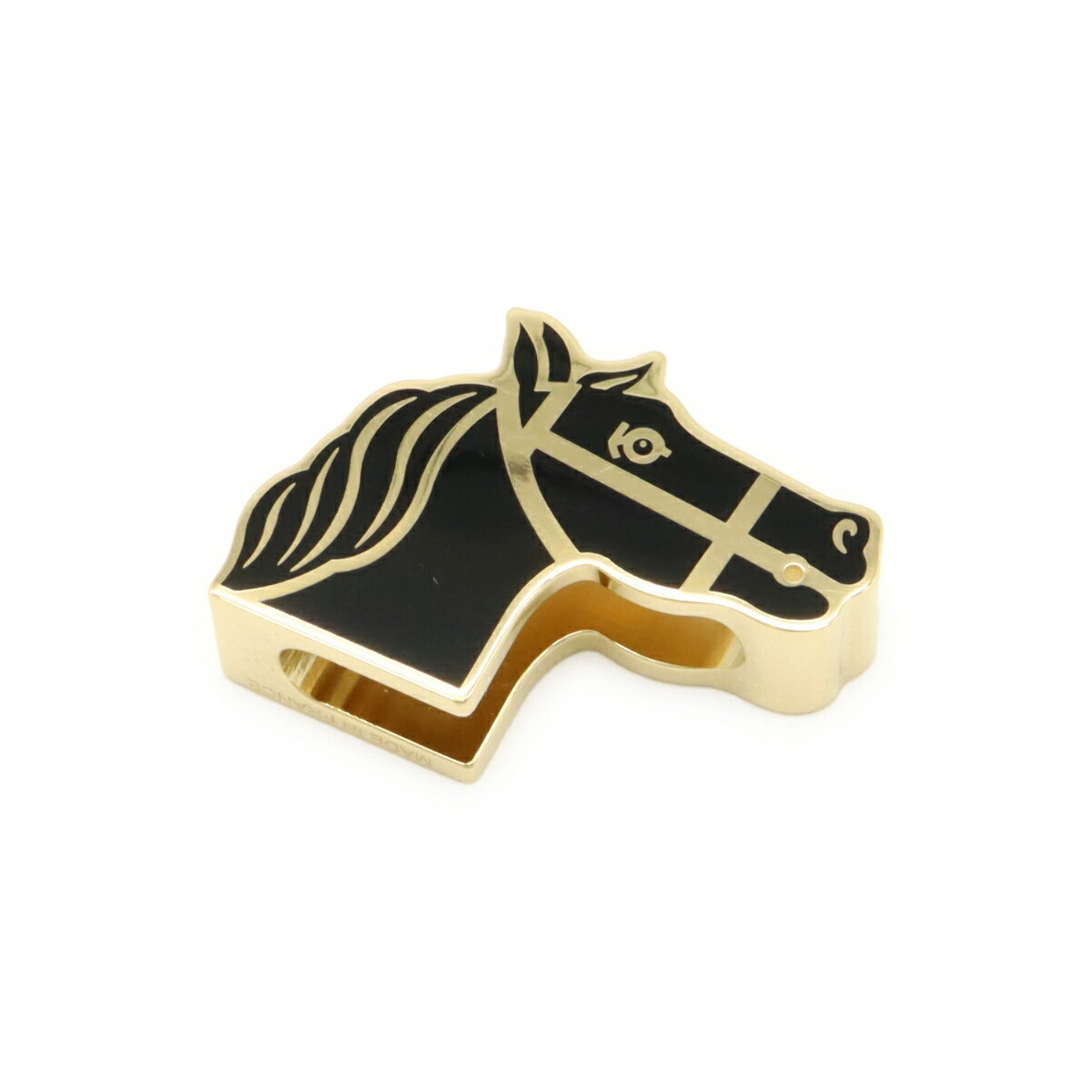 HERMES Cadrege Horse Twilly Scarf Ring in GP Gold and Black