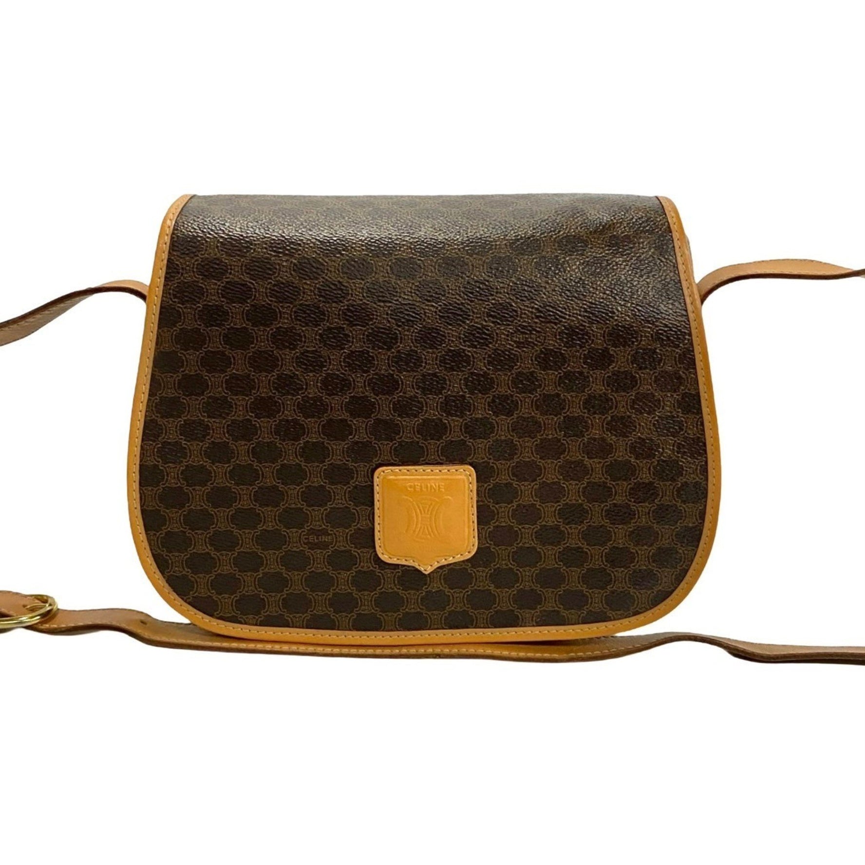 CELINE Vintage Macadam Blason Triomphe Leather Shoulder Bag/Pochette/Sacoche, 908-4