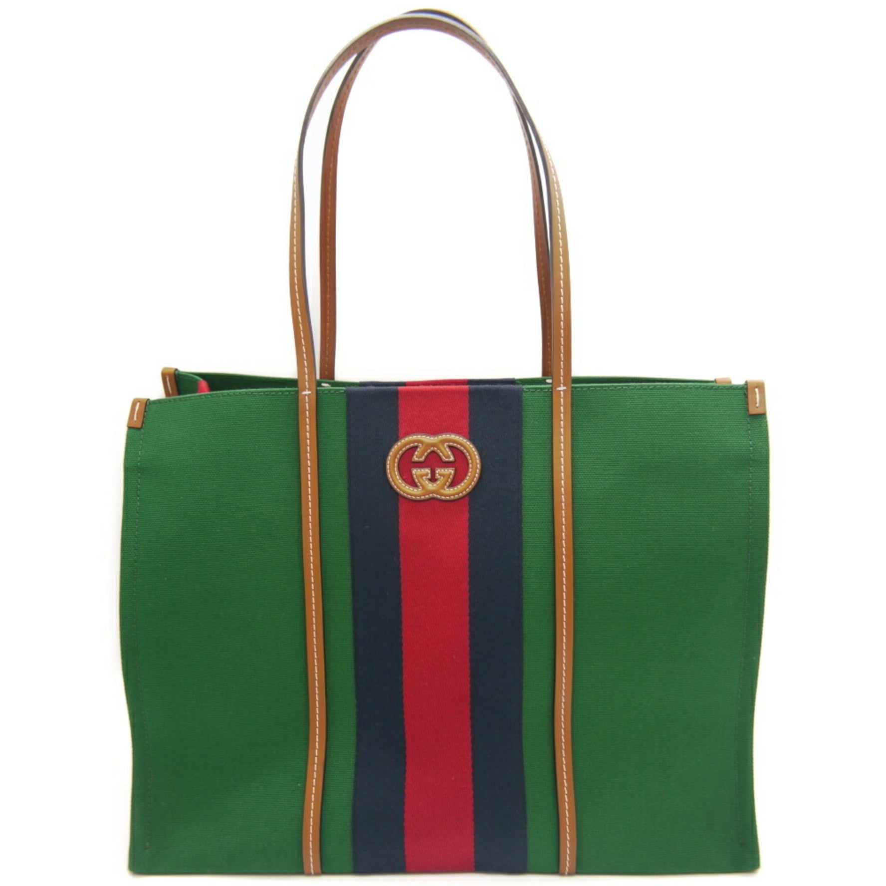 GUCCI Web Stripe Canvas Tote Bag Shoulder
