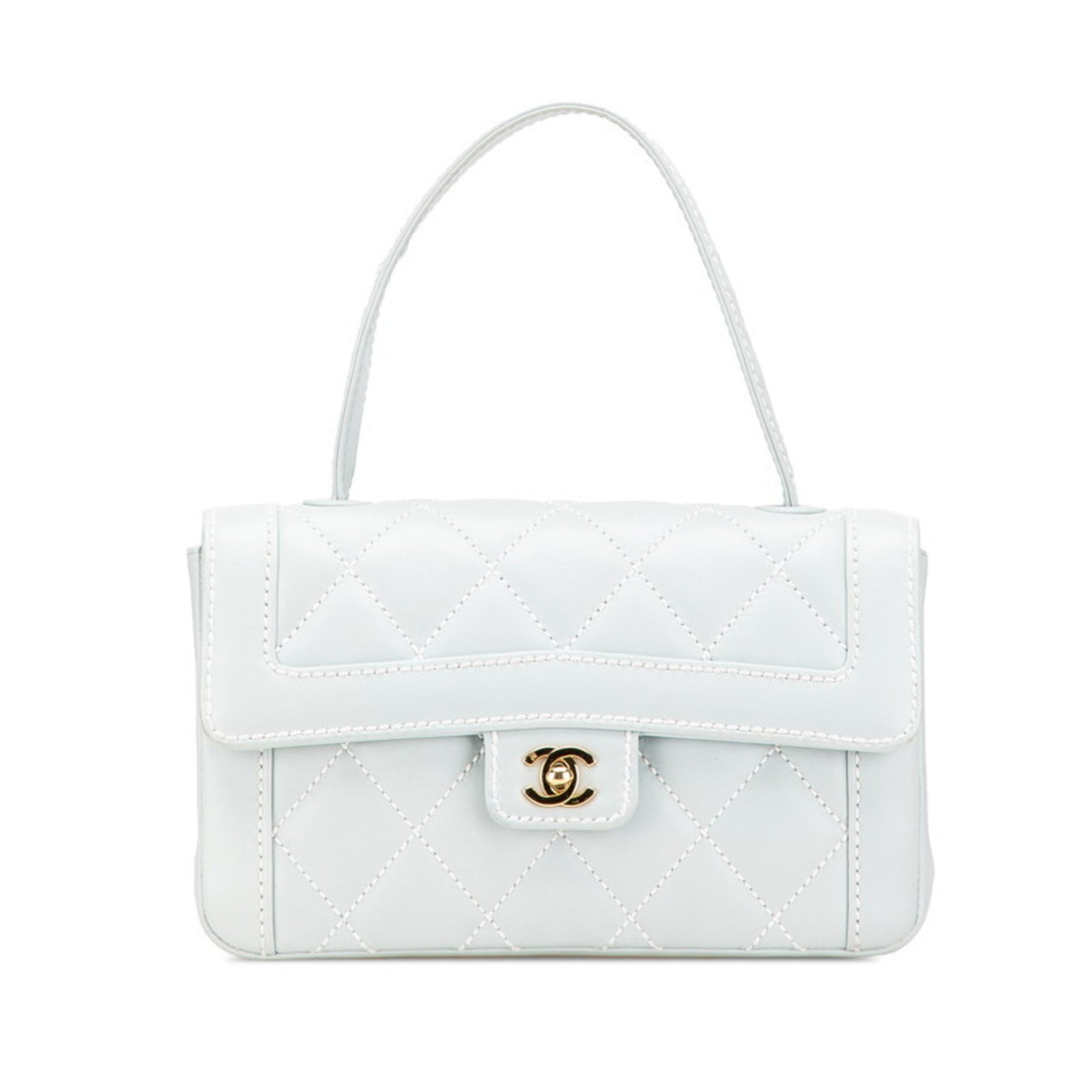CHANEL Coco Mark Wild Stitch Handbag in Light Blue Lambskin