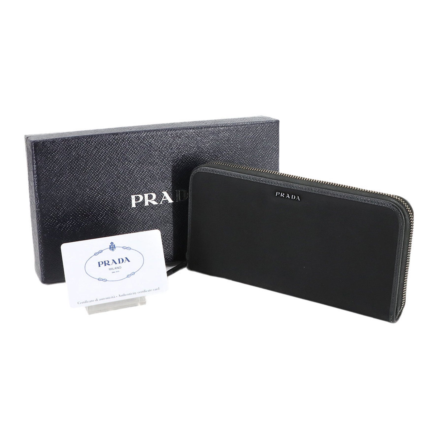 Prada Round Long Wallet in Nylon and Saffiano Leather