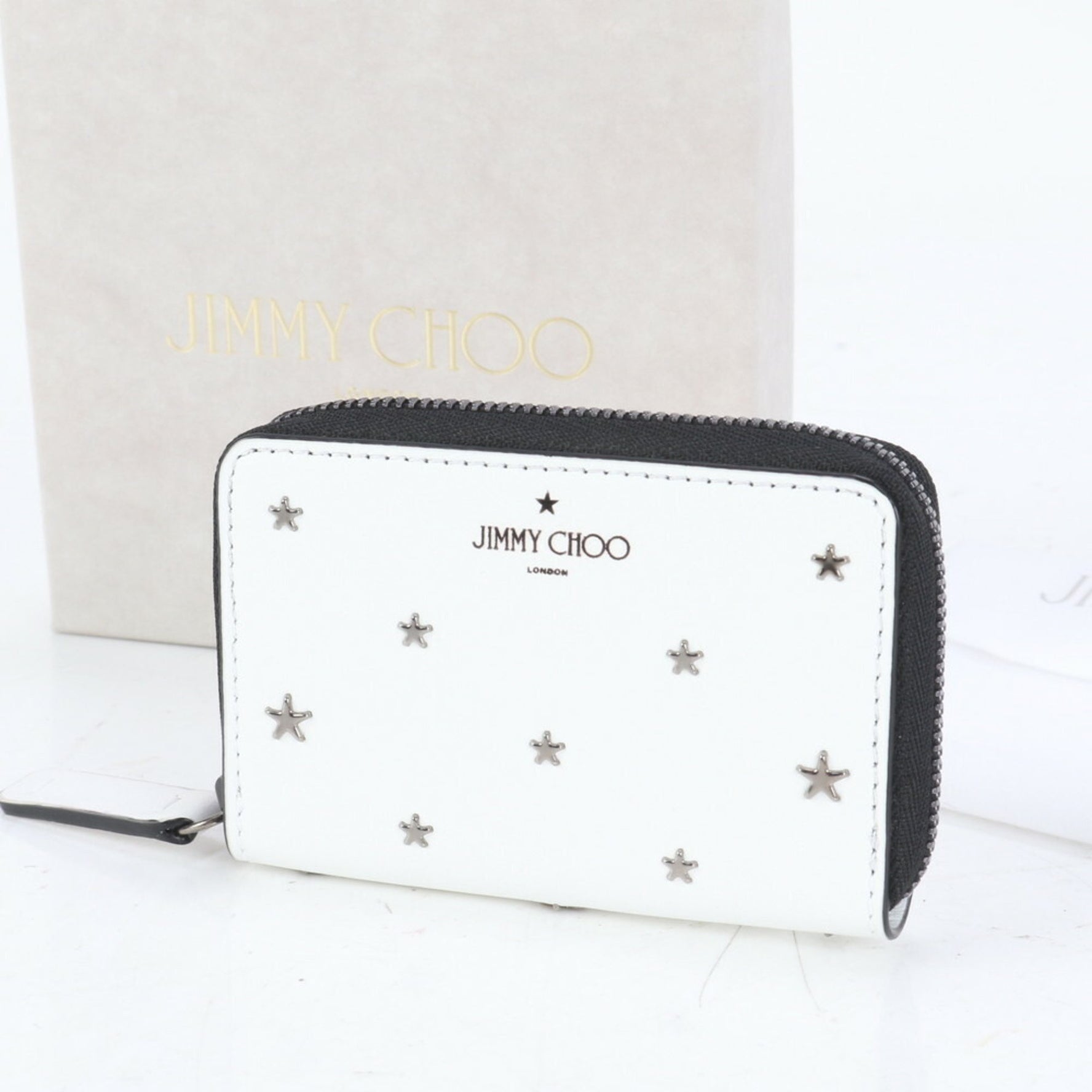 Jimmy Choo Star Leather Wallet/Coin Case Compact Wallet Round Business Card for Women