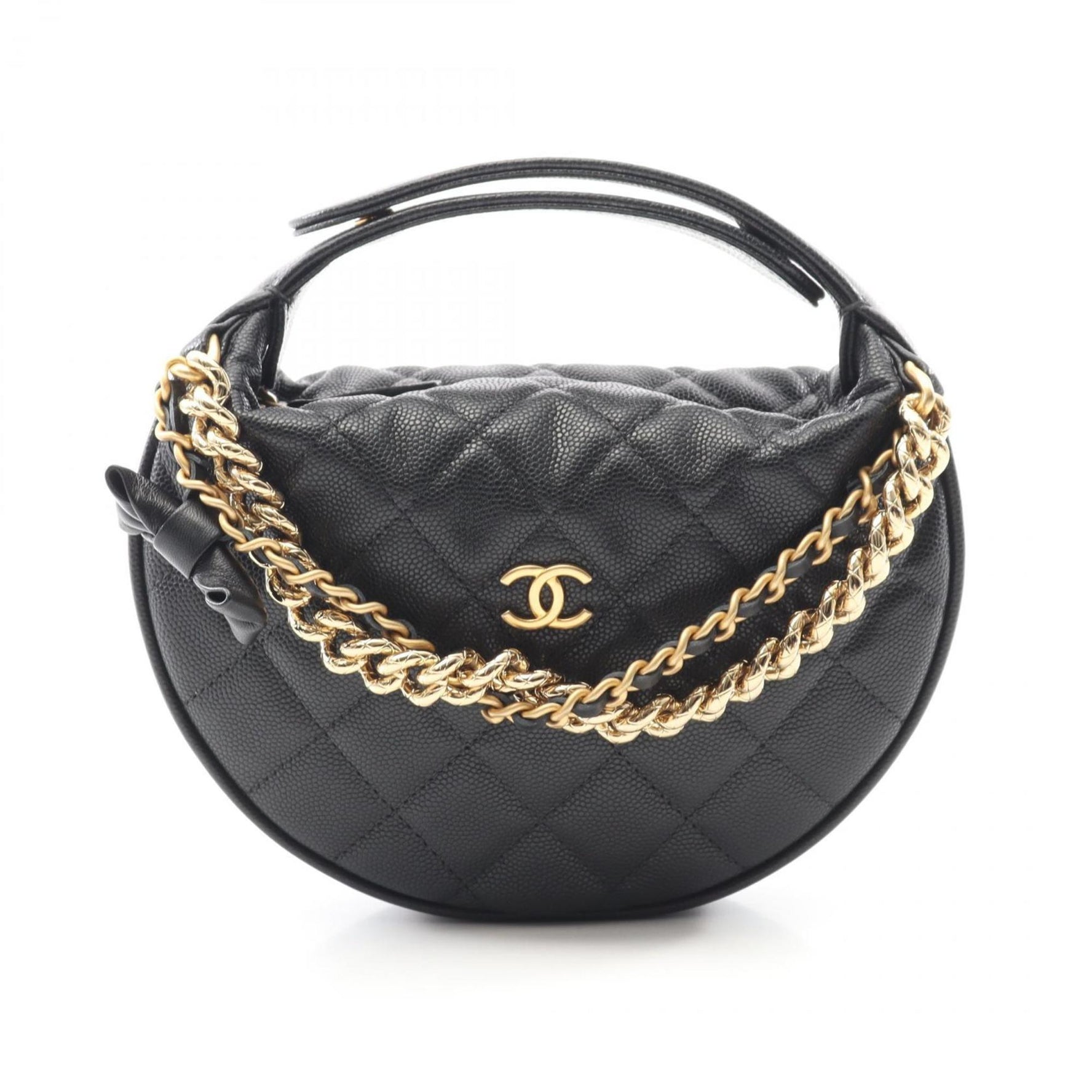 CHANEL Matelasse Handbag, Calfskin Leather, Women's, Black, AP3943