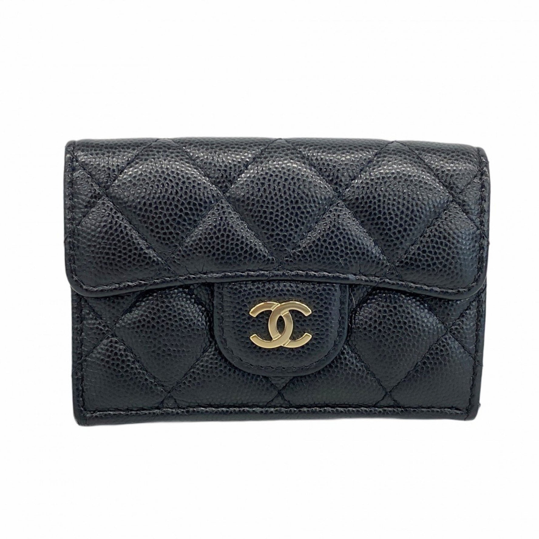 Chanel Matelasse Tri-fold Wallet in Caviar Leather, and Champagne