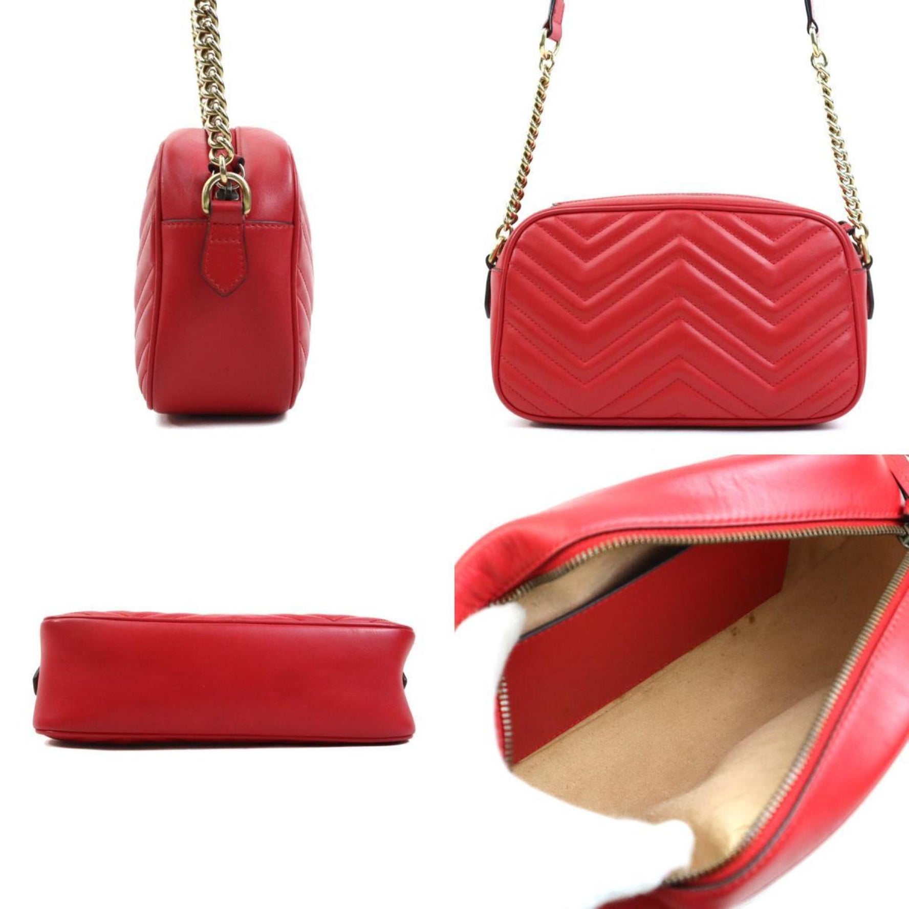 Gucci GG Marmont Shoulder Bag in Leather, Metal, and Red Gold