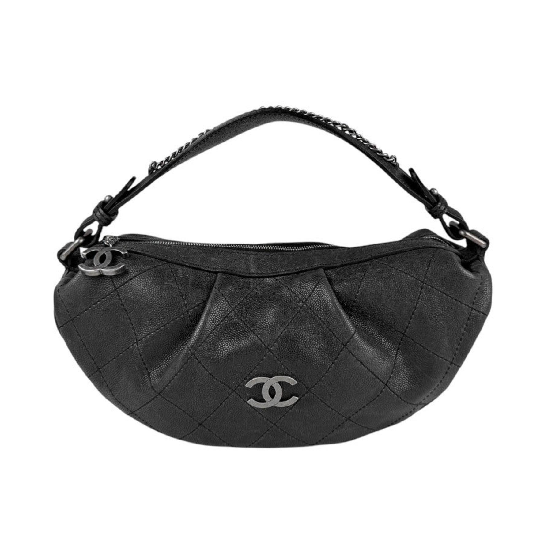 CHANEL Shoulder Bag Leather Black Women's n1049