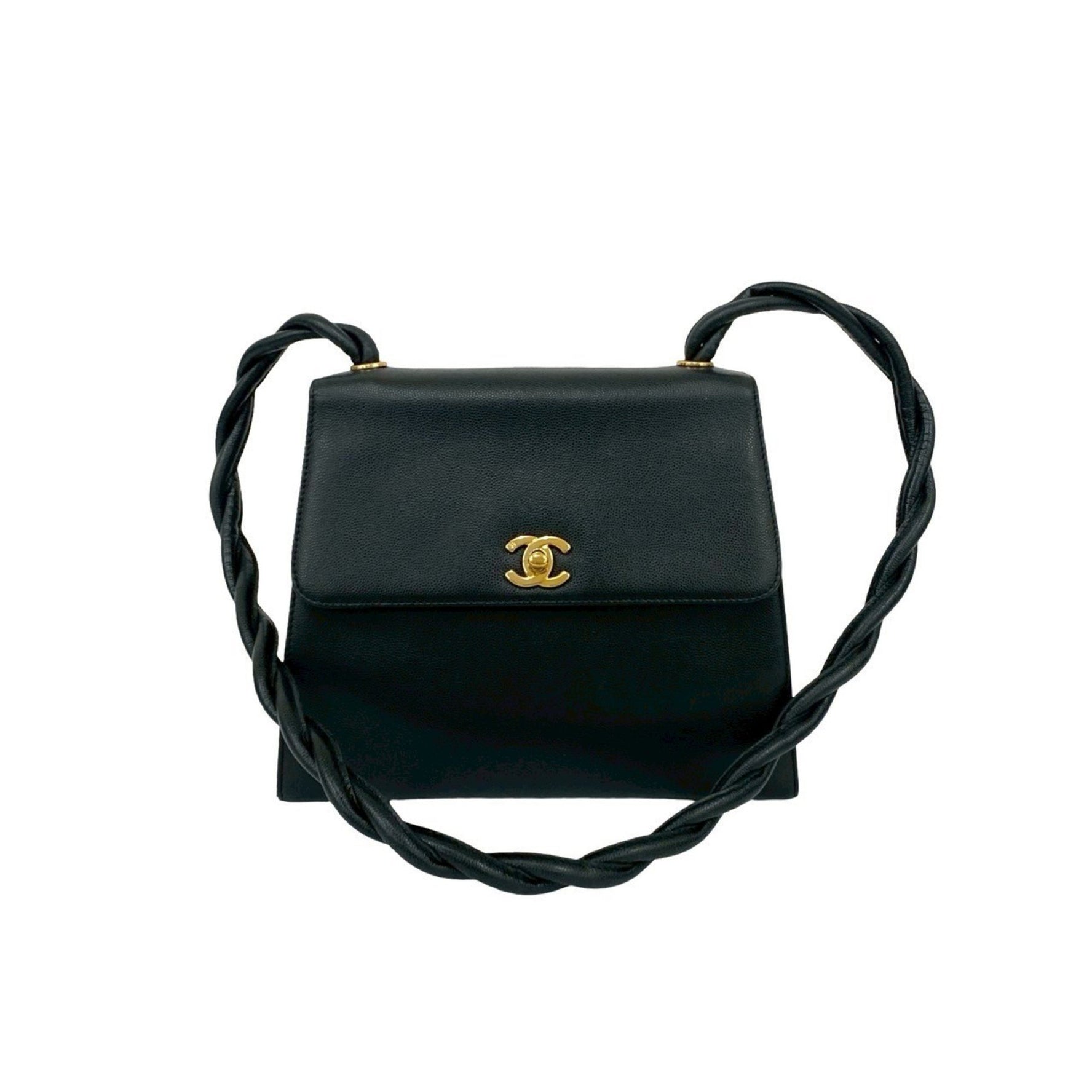CHANEL Coco Mark Caviar Leather Semi-One Shoulder Bag in