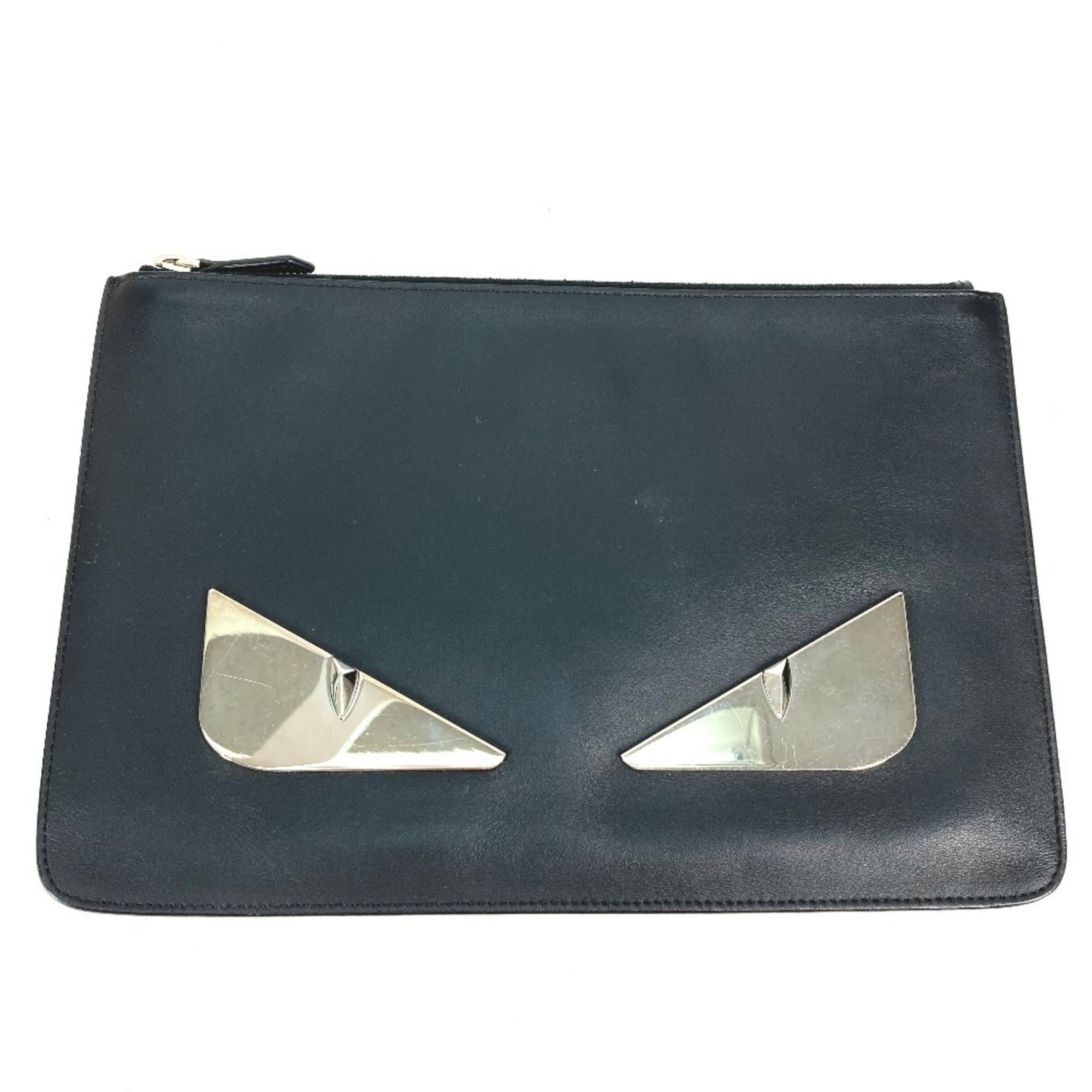 FENDI Monster Bugs Pouch Bag Clutch Leather Men's