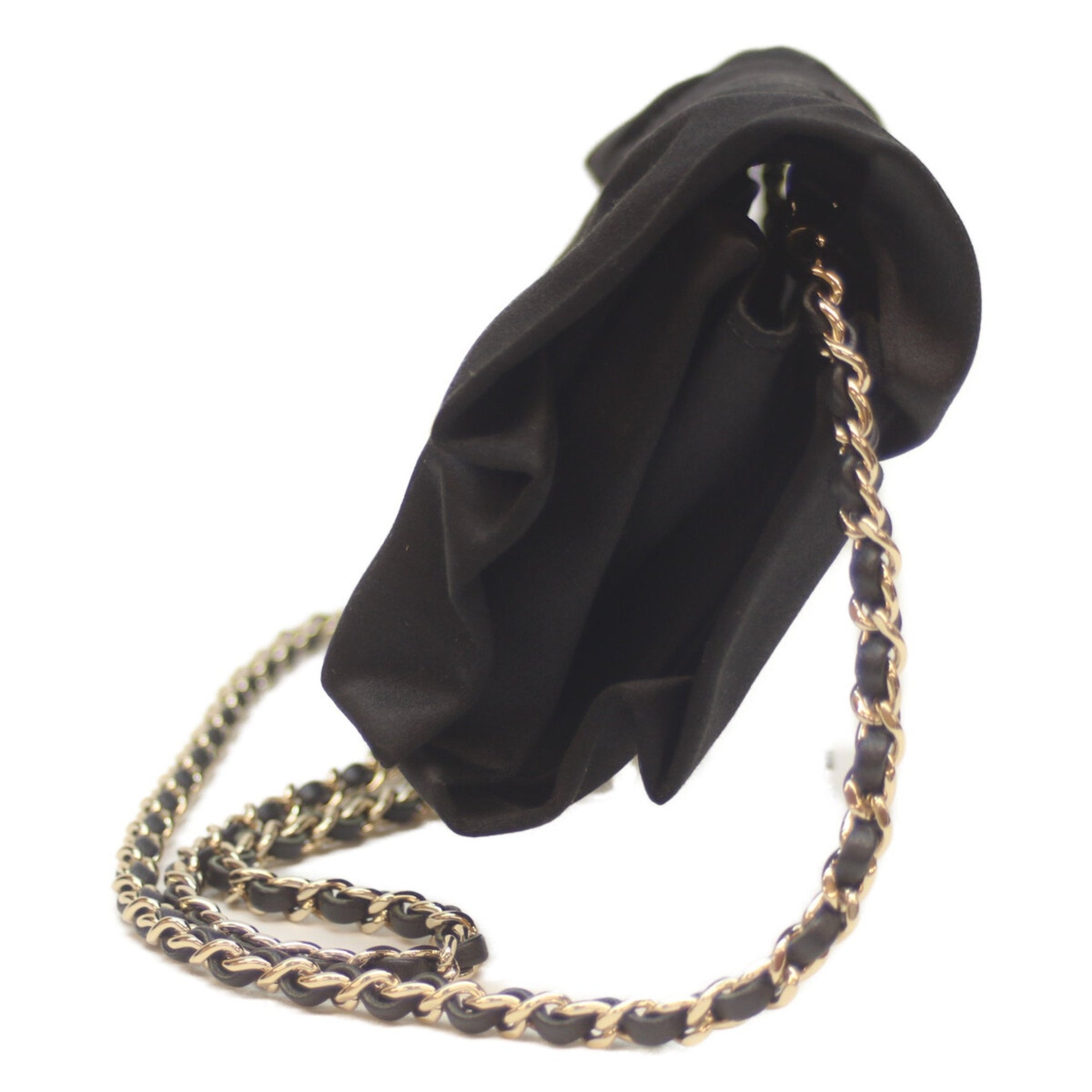 CHANEL Coco Mark Satin Chain Shoulder Bag with Ribbon and G Hardware