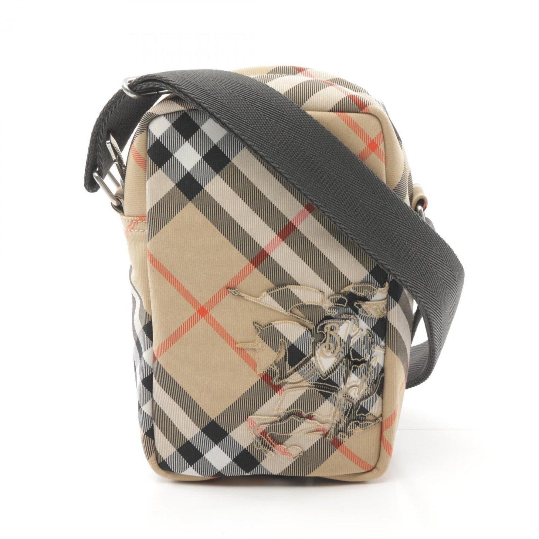 Burberry Check Phone Pouch Shoulder Bag Canvas Men's Beige Multicolor
