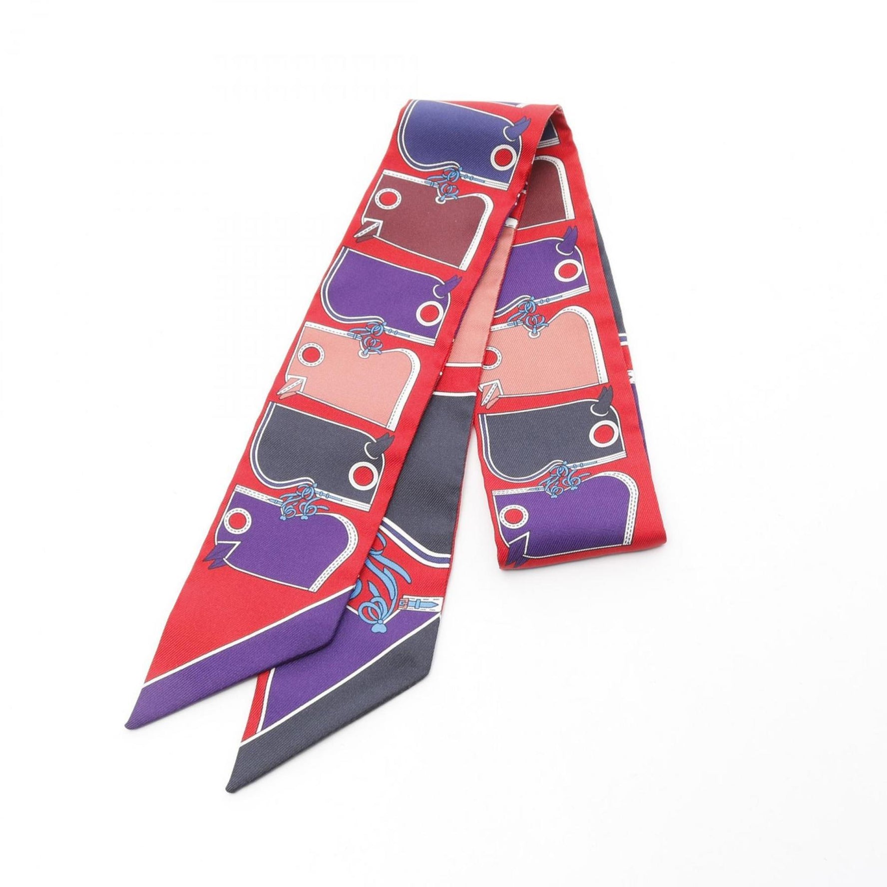 Hermes Twilly Camails Scarf Silk Red Multicolor