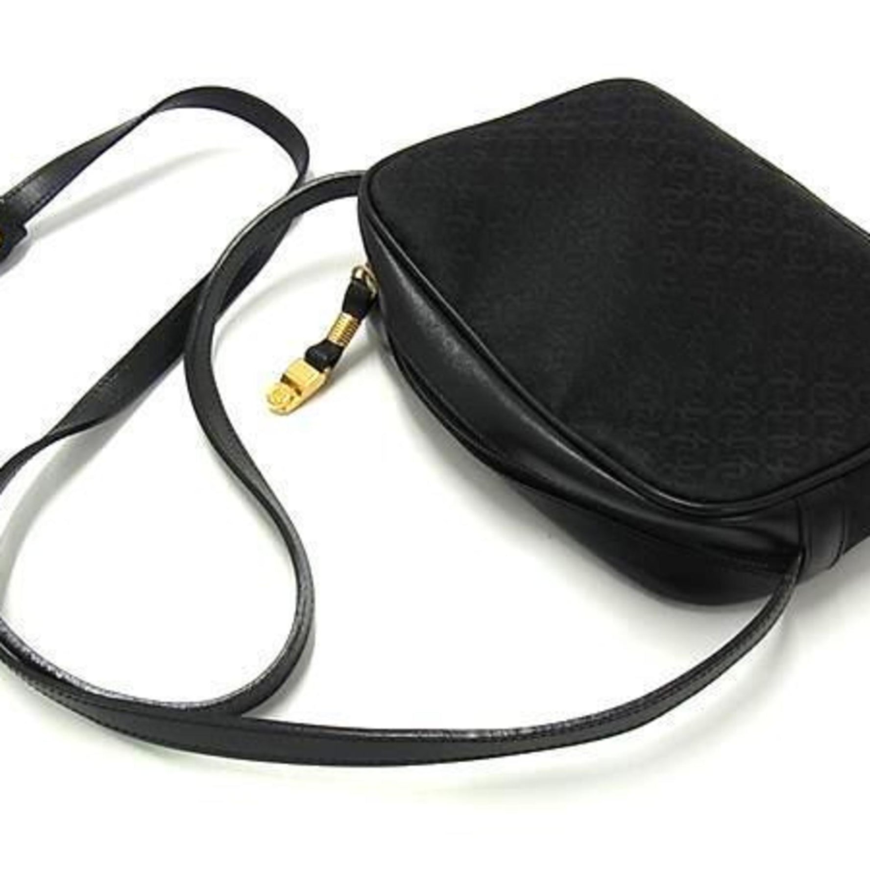 LOEWE Anagram Shoulder Bag/Crossbody Bag - Black Canvas and Leather Women's Pochette