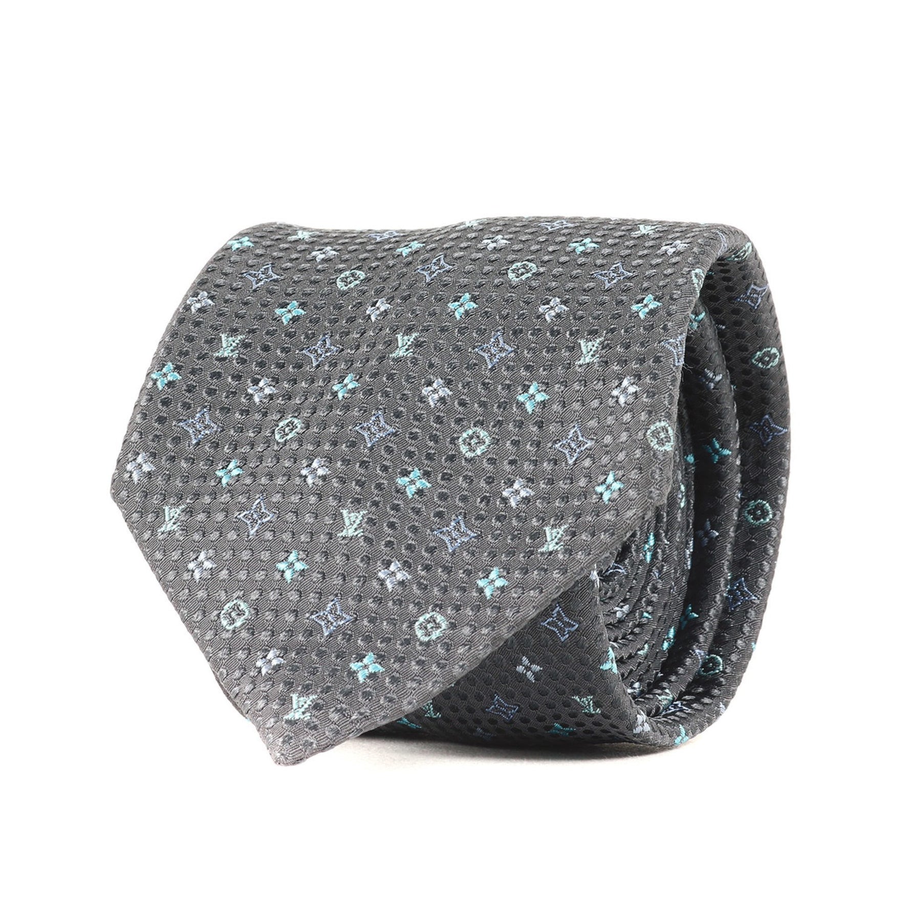 LOUIS VUITTON Micro Monogram Dot Silk Cravate Tie x Like New
