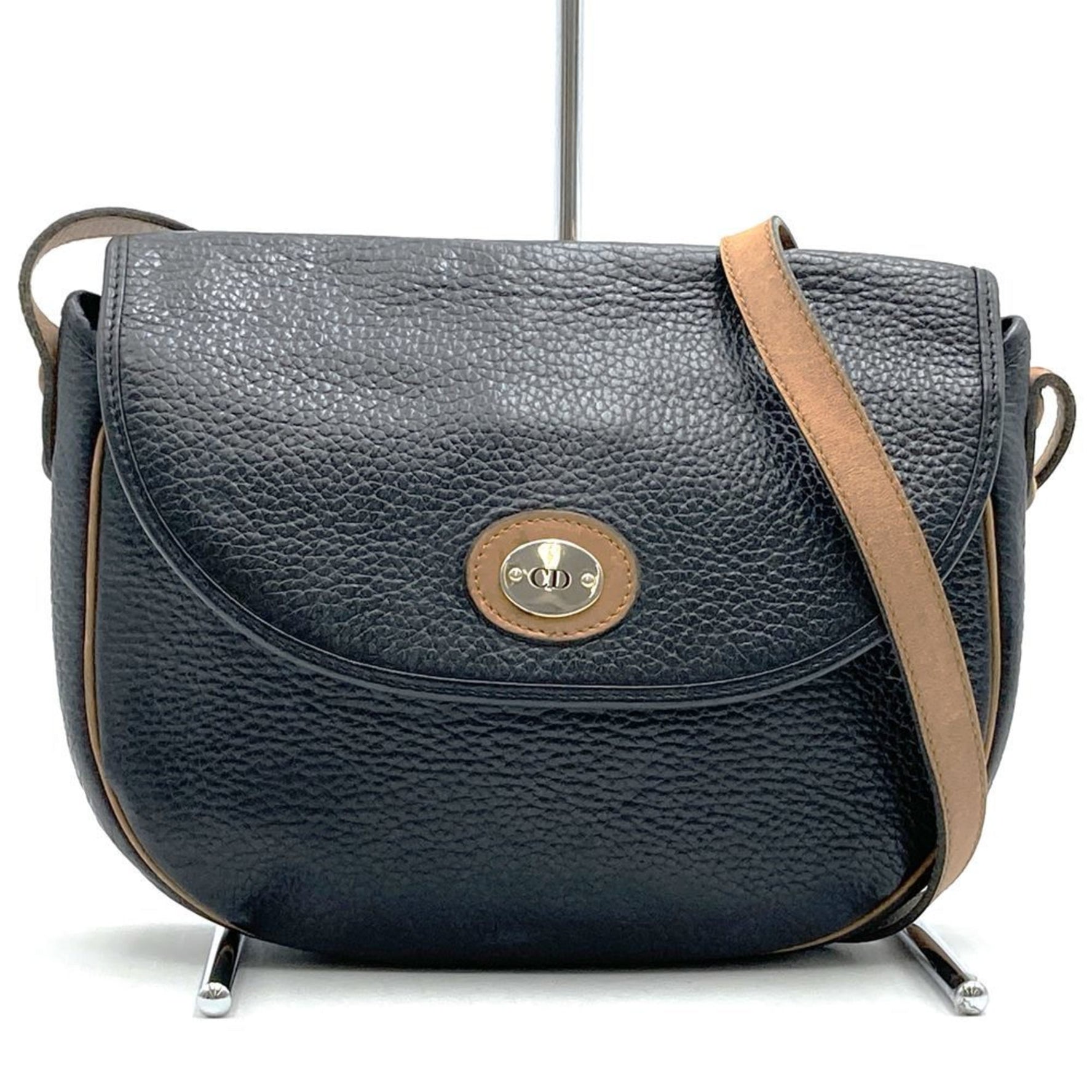 Christian Dior Dior Shoulder Bag Leather Beige Men's