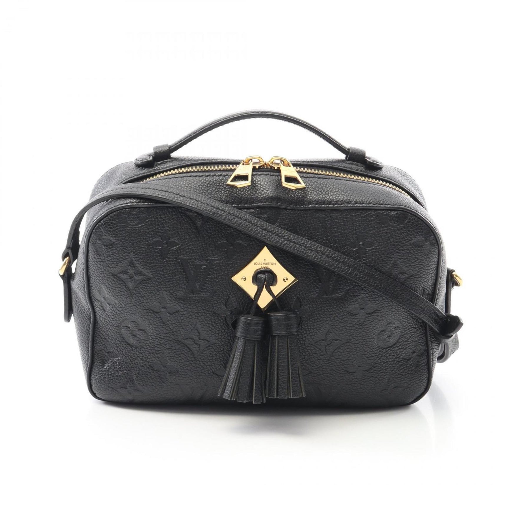 Louis Vuitton Saintonge Shoulder Bag Leather Monogram Empreinte Black