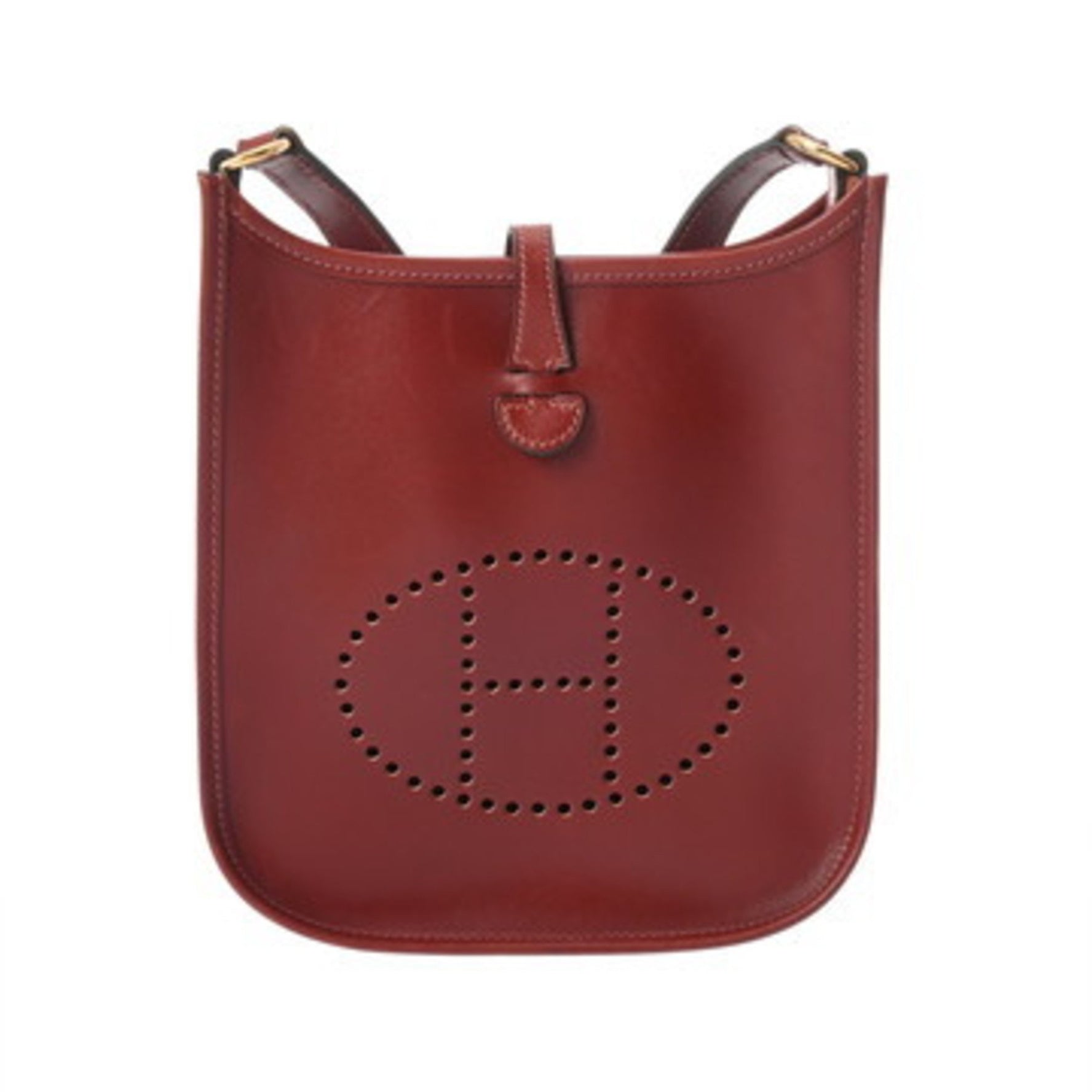 HERMES Evelyn TPM Rouge H (F stamp, circa 2002) Box Calf Shoulder Bag, AB Rank, Pre-owned, Ginzo